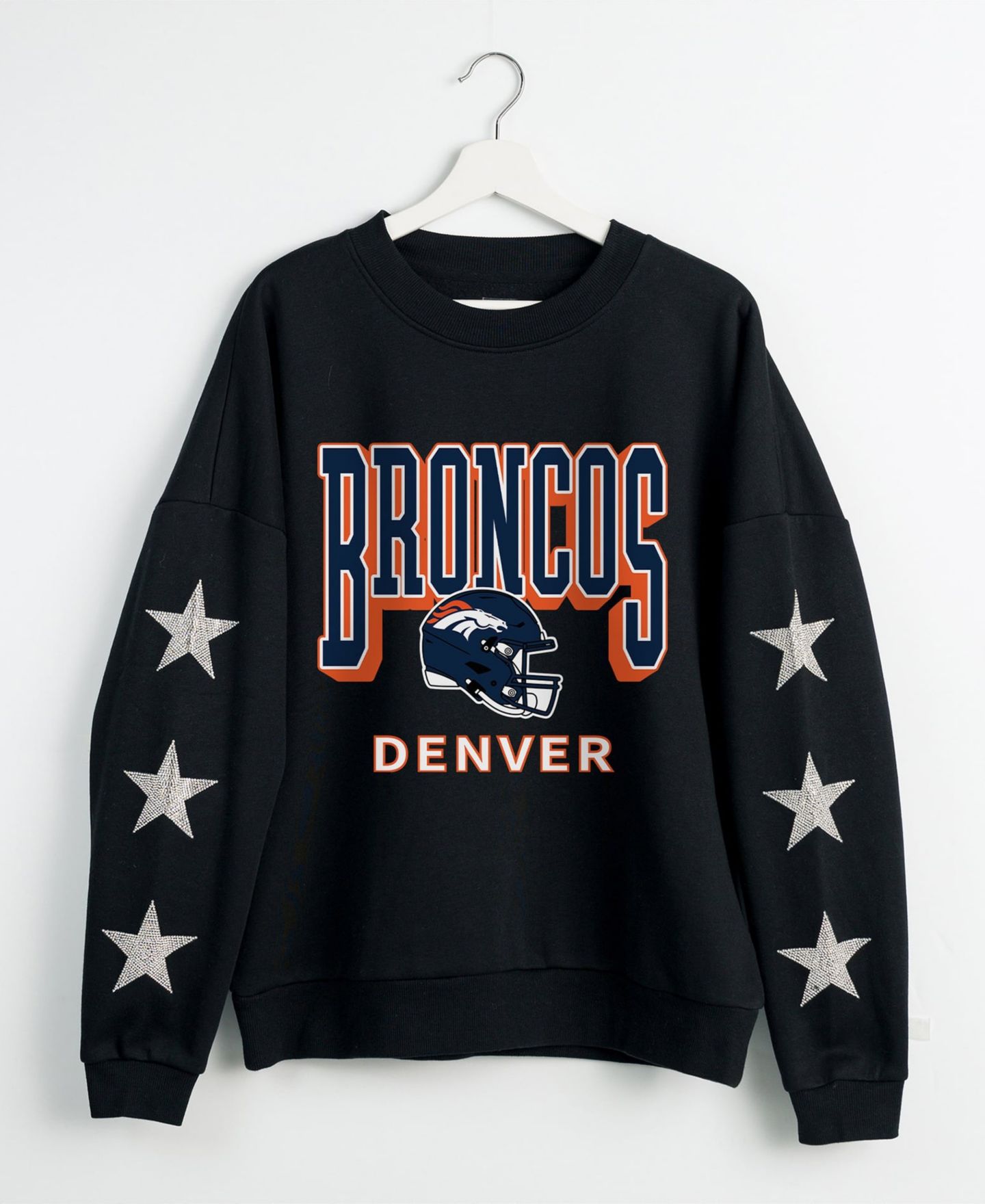 Женская толстовка Gameday Couture Black Denver Broncos Pure Victory Rhinestud Star-Sleeve Pullover — фото 2