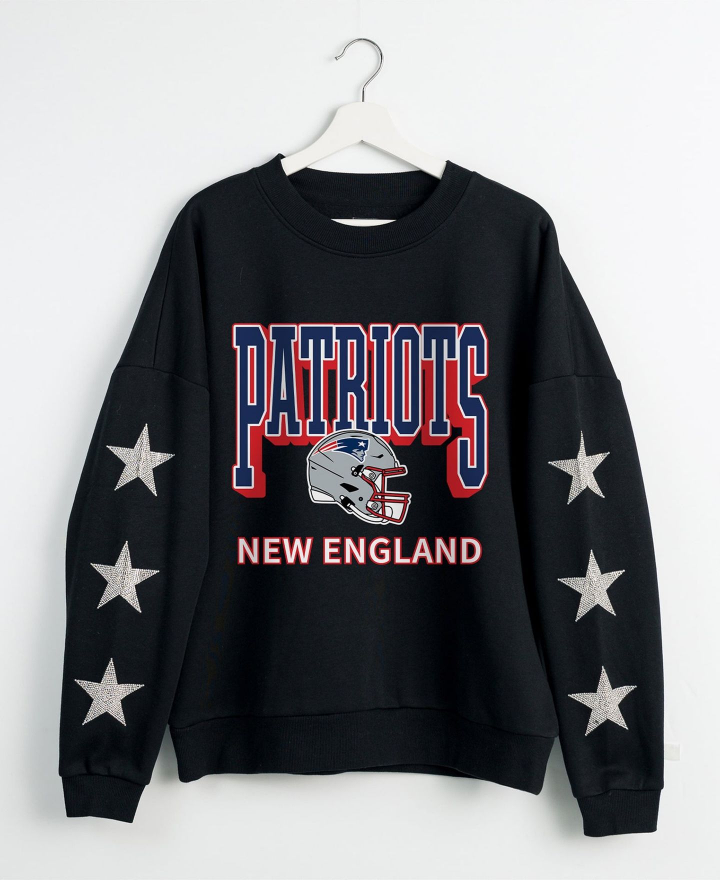 Женская толстовка Gameday Couture Black New England Patriots Pure Victory Rhinestud Star-Sleeve Pullover — фото 3