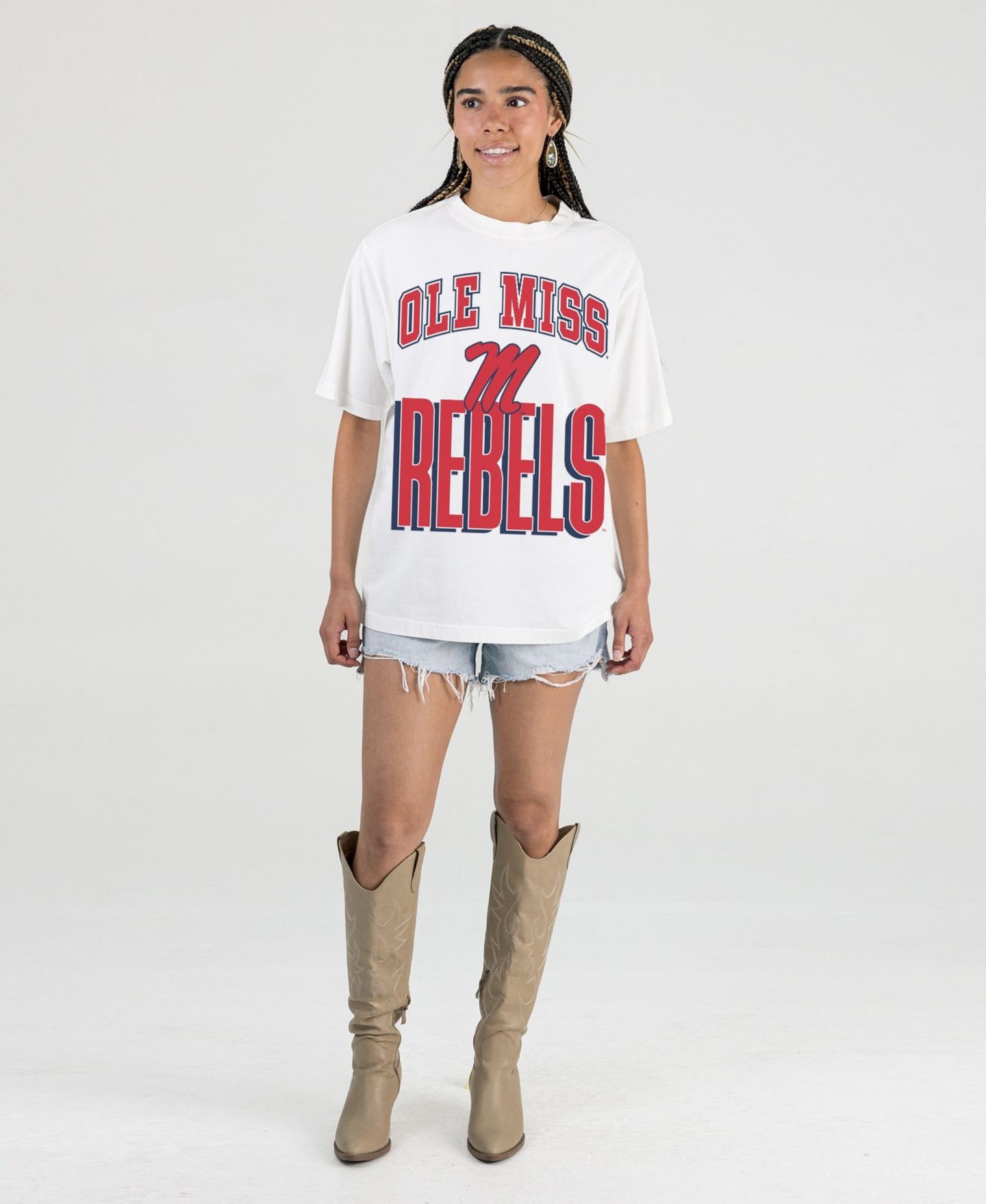 Женская футболка Gameday Couture Cream Ole Miss Rebels Oversized Fierce Focus — фото 4