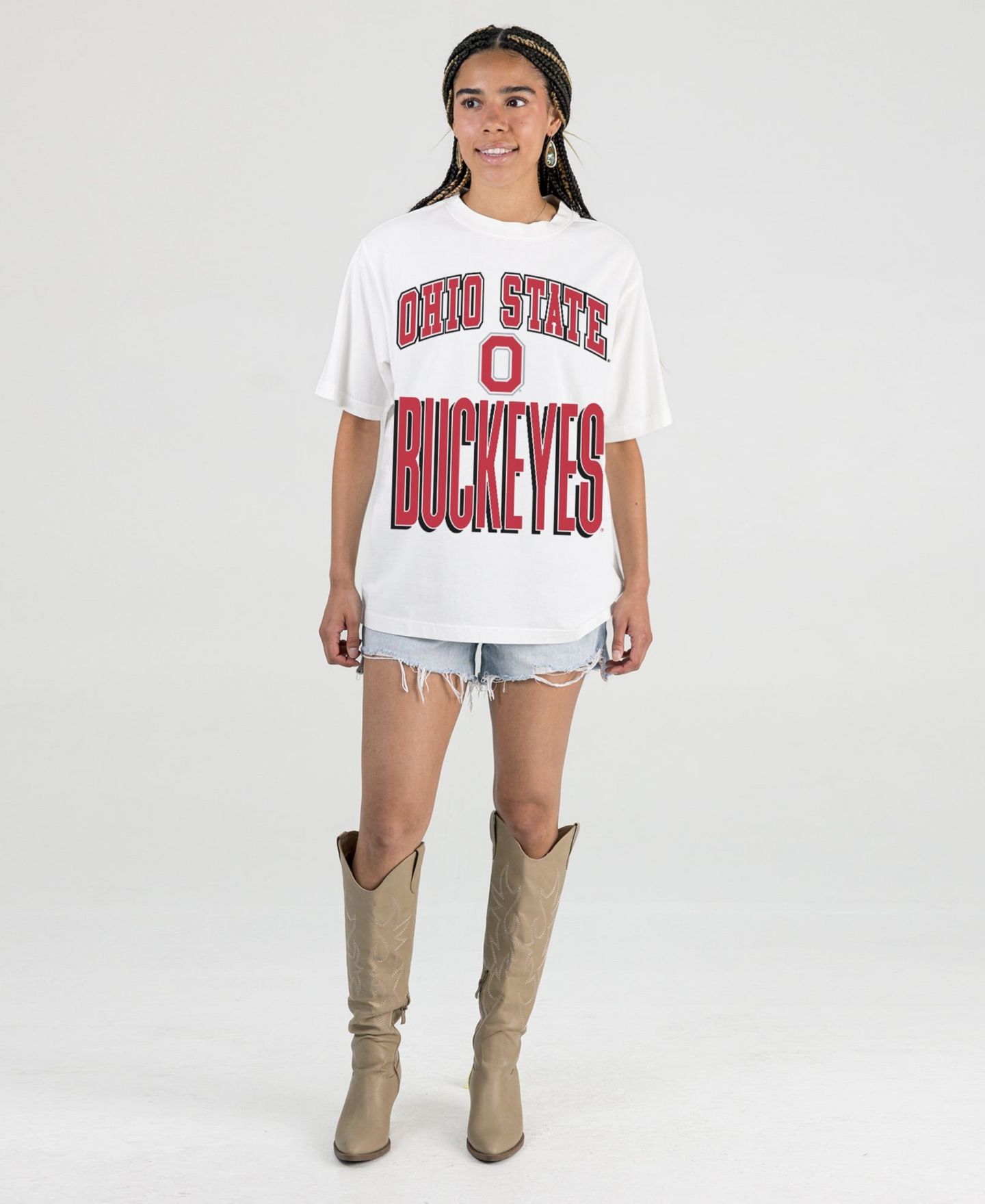 Женская футболка Gameday Couture White Ohio State Buckeyes Oversized Fierce Focus — фото 4