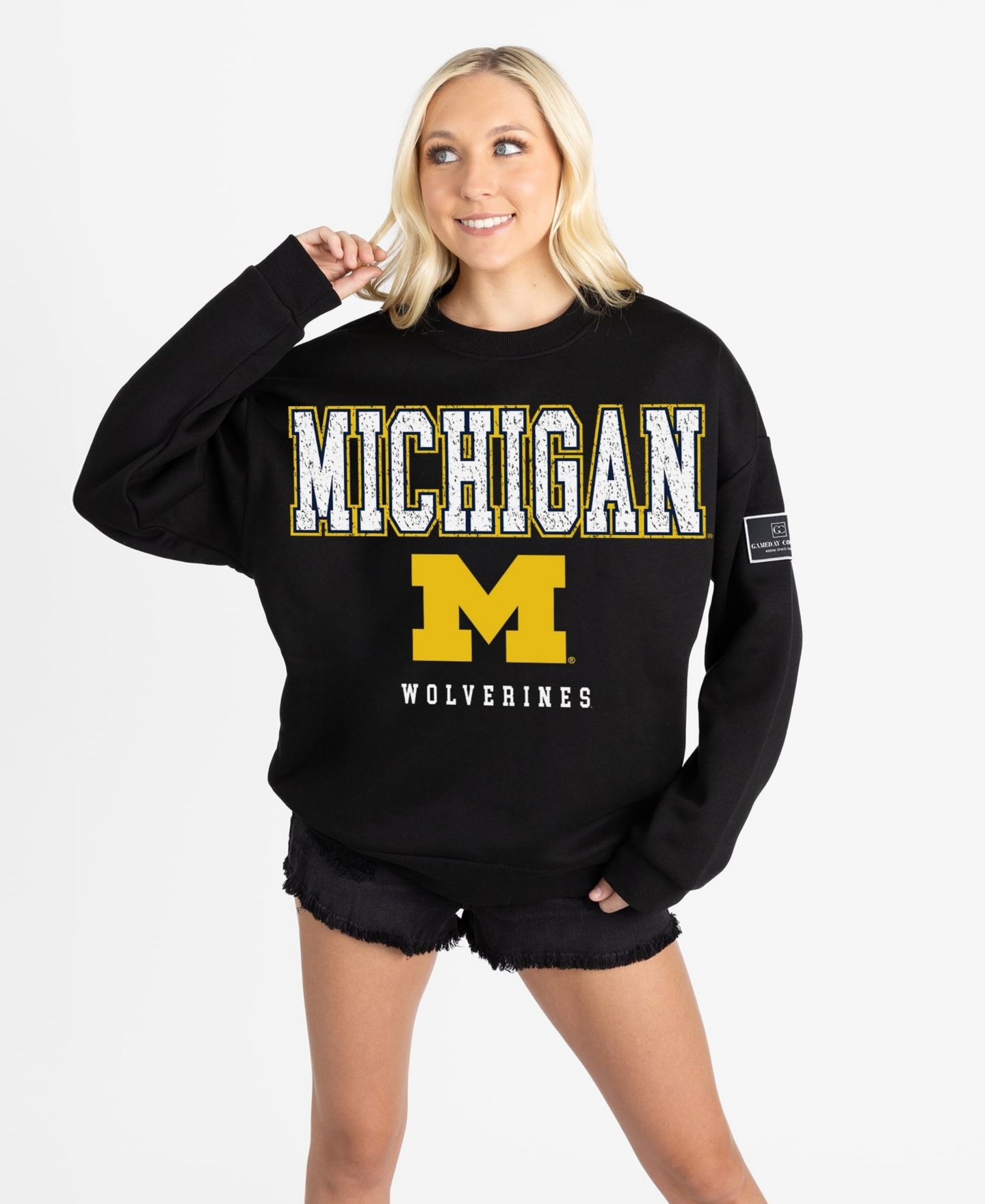 Женская толстовка Gameday Couture Black Michigan Wolverines Oversized Level Up Black Label Premium — фото 1