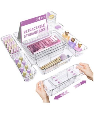 14 Piece Adjustable Drawer Organizer Set Versatile Storage Solution
