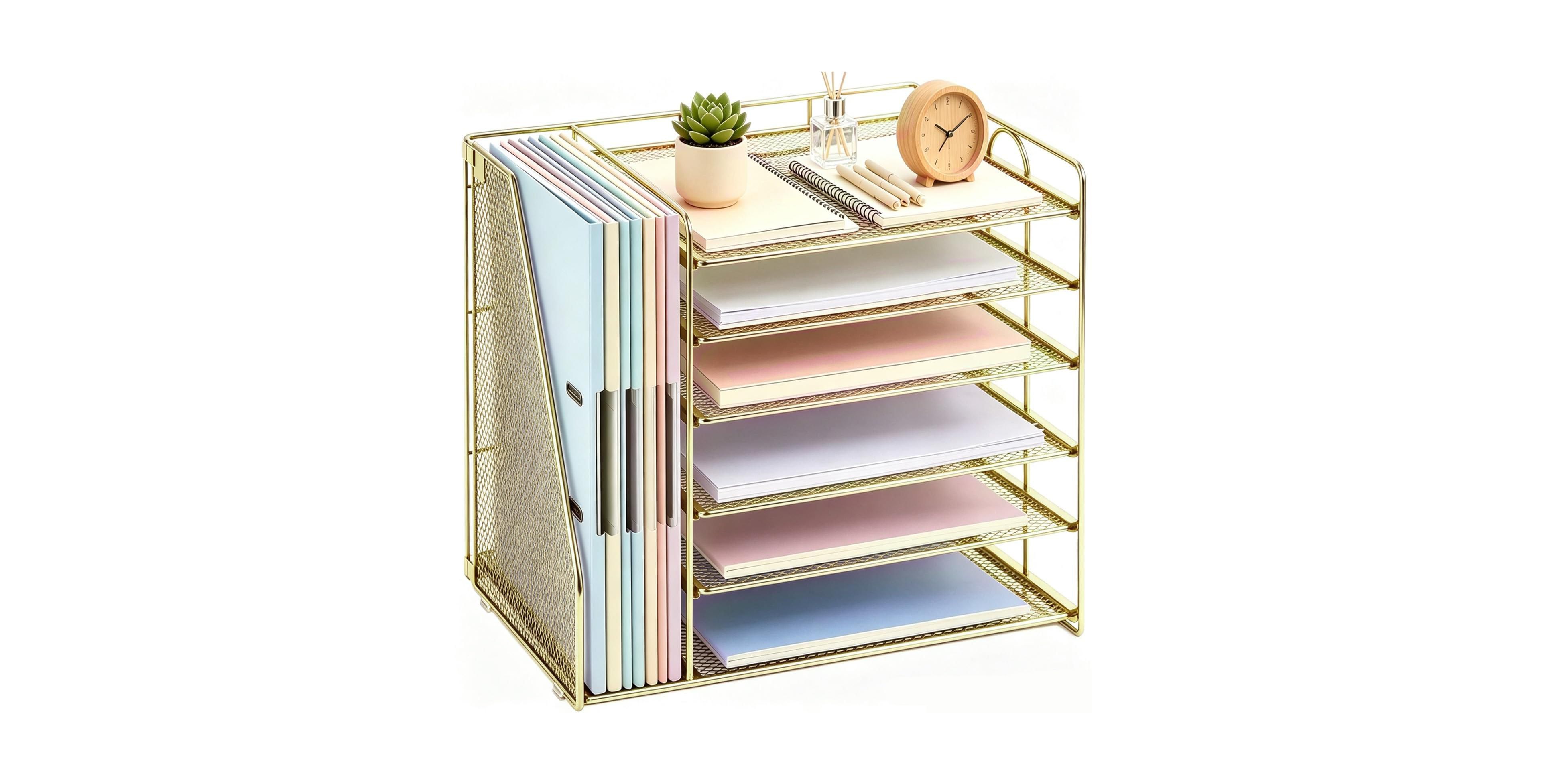 Four Candies 4 Tier Paper Organizer With Magazine Holder Desktop Storage Tray