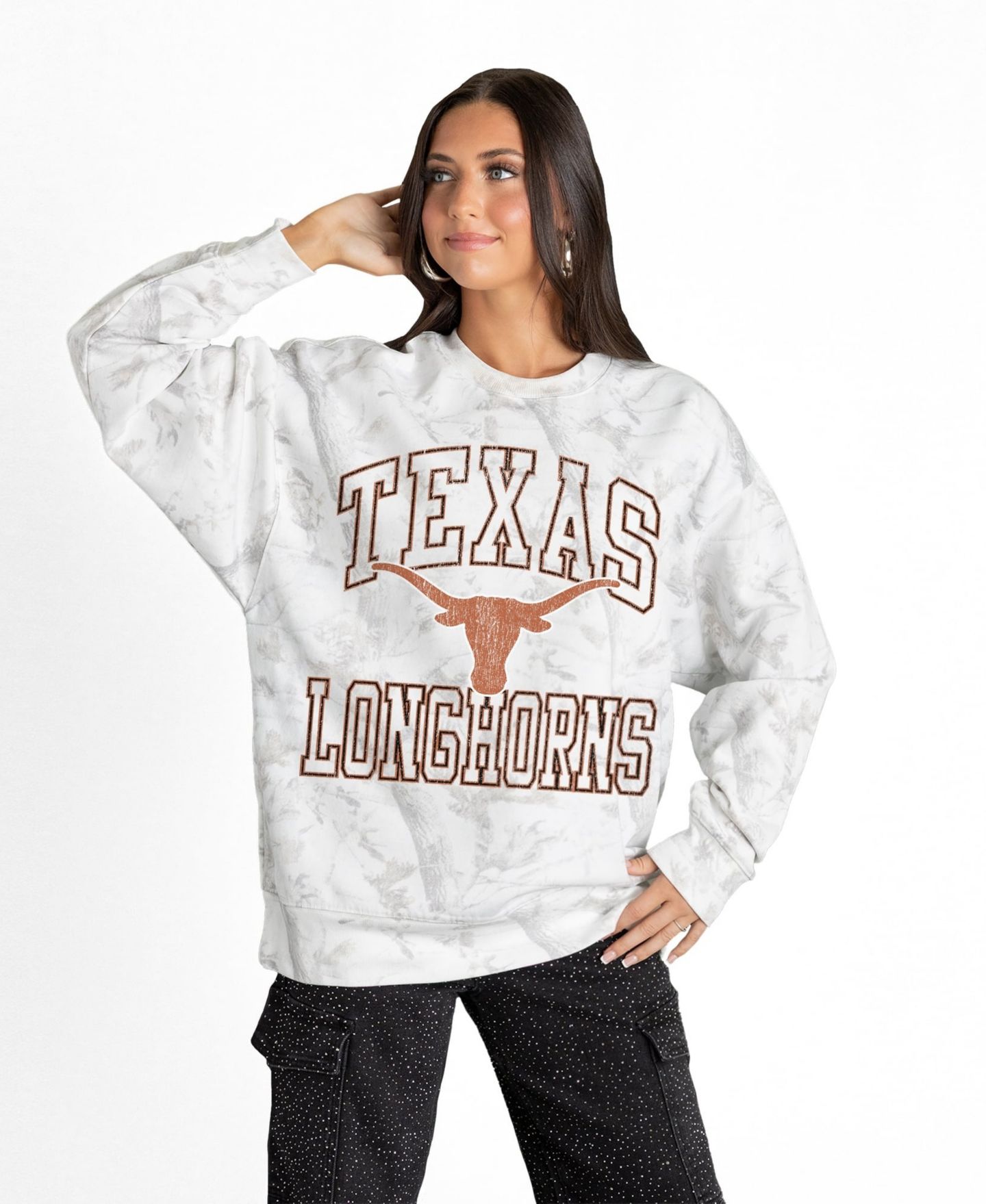 Женская толстовка Gameday Couture Ash Texas Longhorns Whiteout Premium Fleece Camo — фото 1