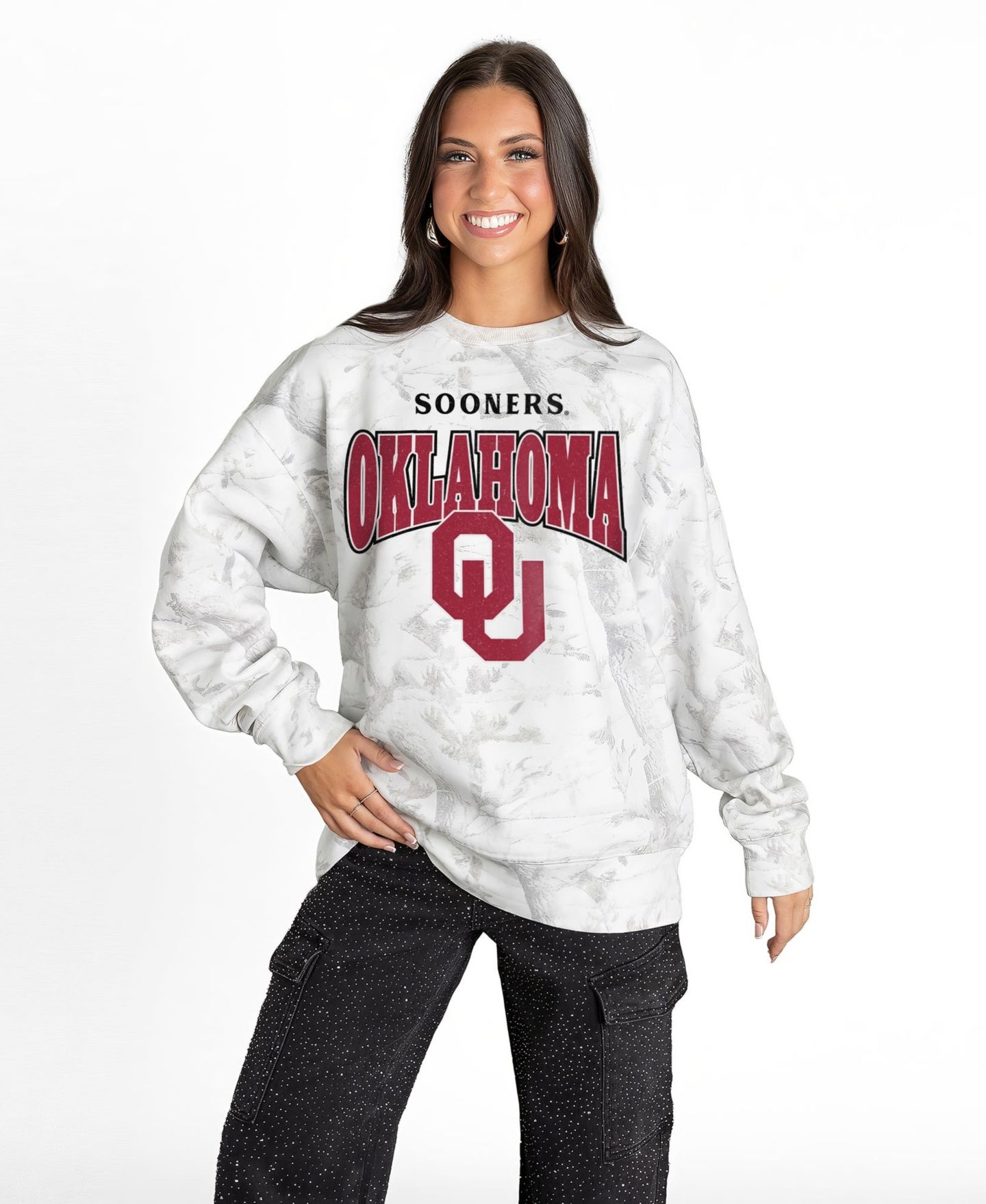 Женская толстовка Gameday Couture Ash Oklahoma Sooners Rally Ready Premium Fleece Camo — фото 1