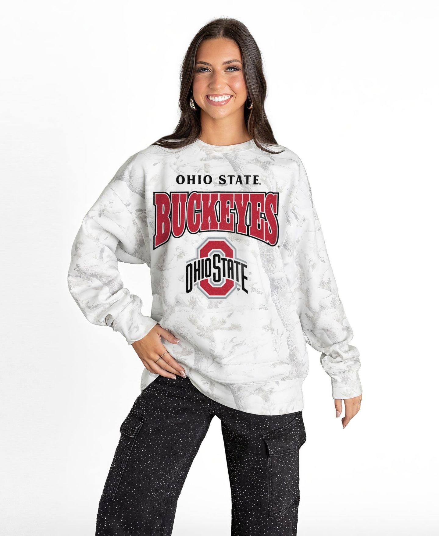 Женская толстовка Gameday Couture Ash Ohio State Buckeyes Rally Ready Premium Fleece Camo — фото 1