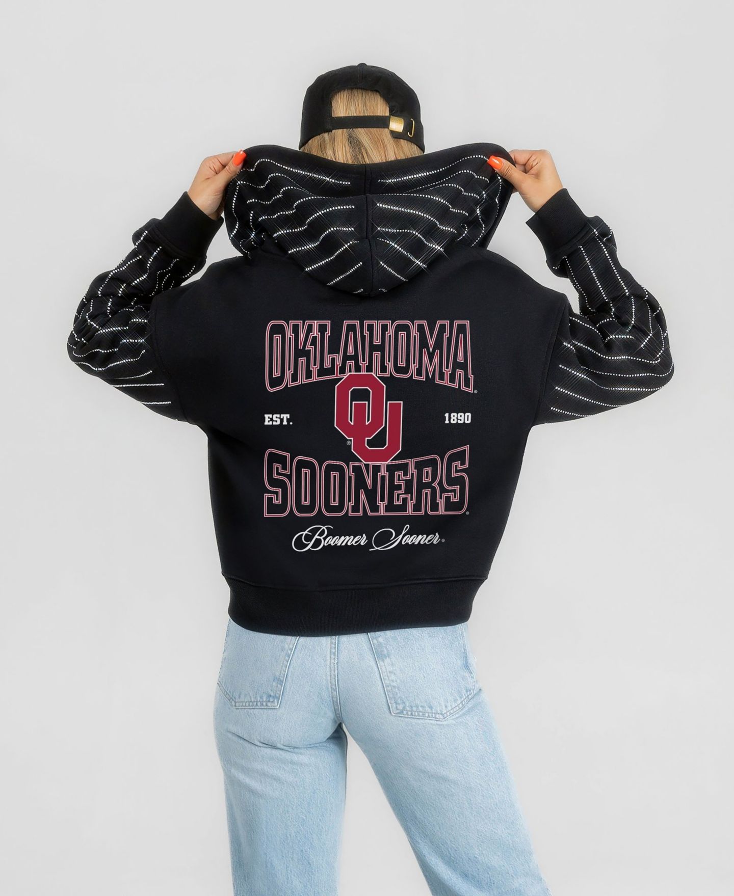 Женское худи Gameday Couture Black Oklahoma Sooners Eyes on the Prize Mid-Crop Full-Zip — фото 1
