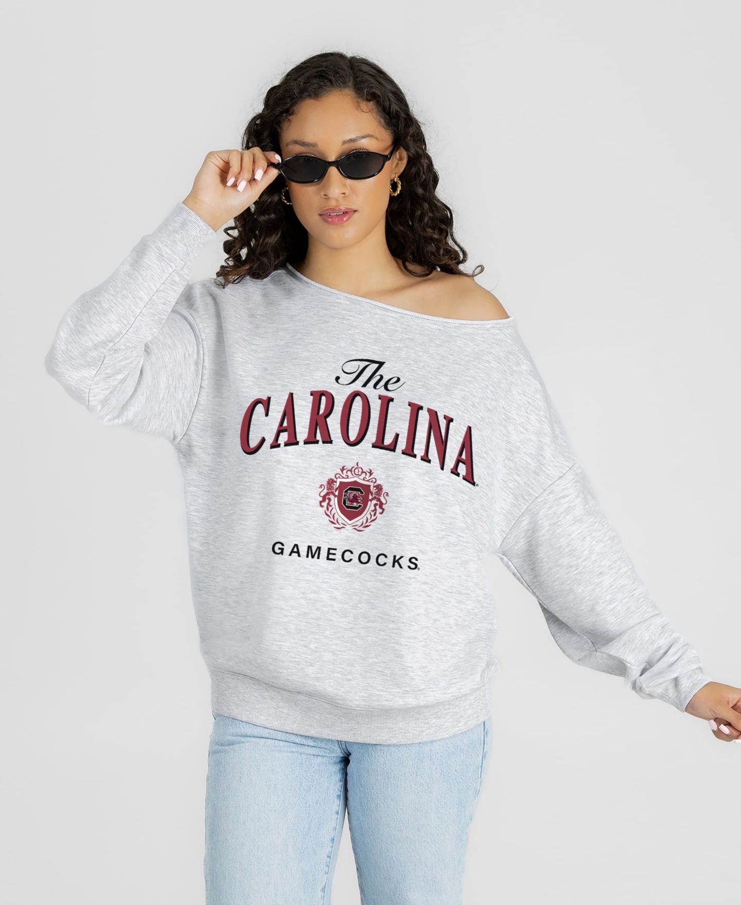 Женская толстовка Gameday Couture Ash South Carolina Gamecocks Offsides Energy Off-Shoulder — фото 1