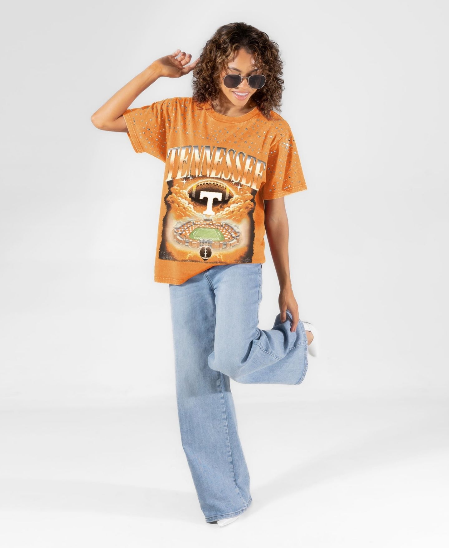 Женская футболка Gameday Couture Tennessee Orange Tennessee Volunteers Sky's the Limit Washed Micro Rhinestone — фото 3