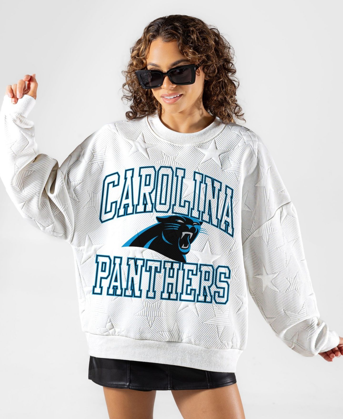 Женская толстовка Gameday Couture White Carolina Panthers Big Play Energy Tonal Star Embossed — фото 4