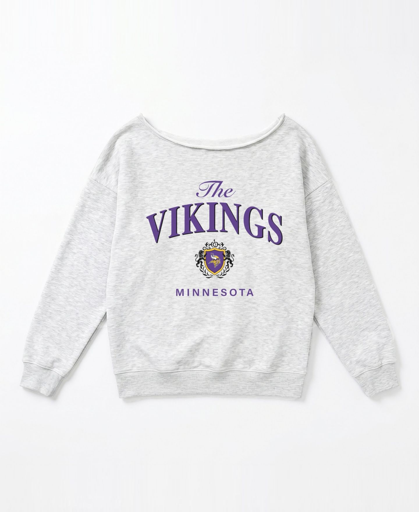 Женская толстовка Gameday Couture Ash Minnesota Vikings Offsides Energy Off-Shoulder — фото 4