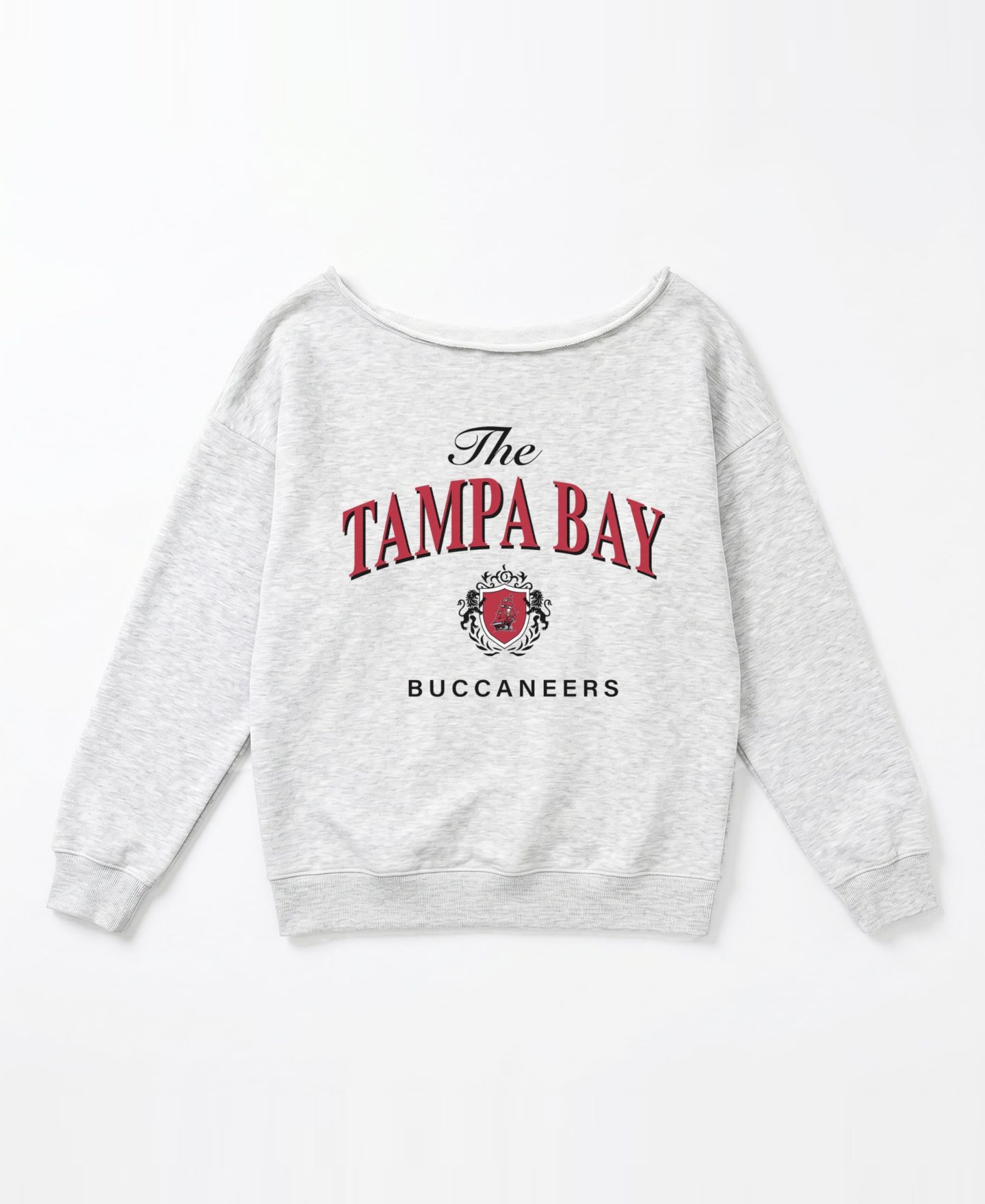Женская толстовка Gameday Couture Ash Tampa Bay Buccaneers Offsides Energy Off-Shoulder — фото 4