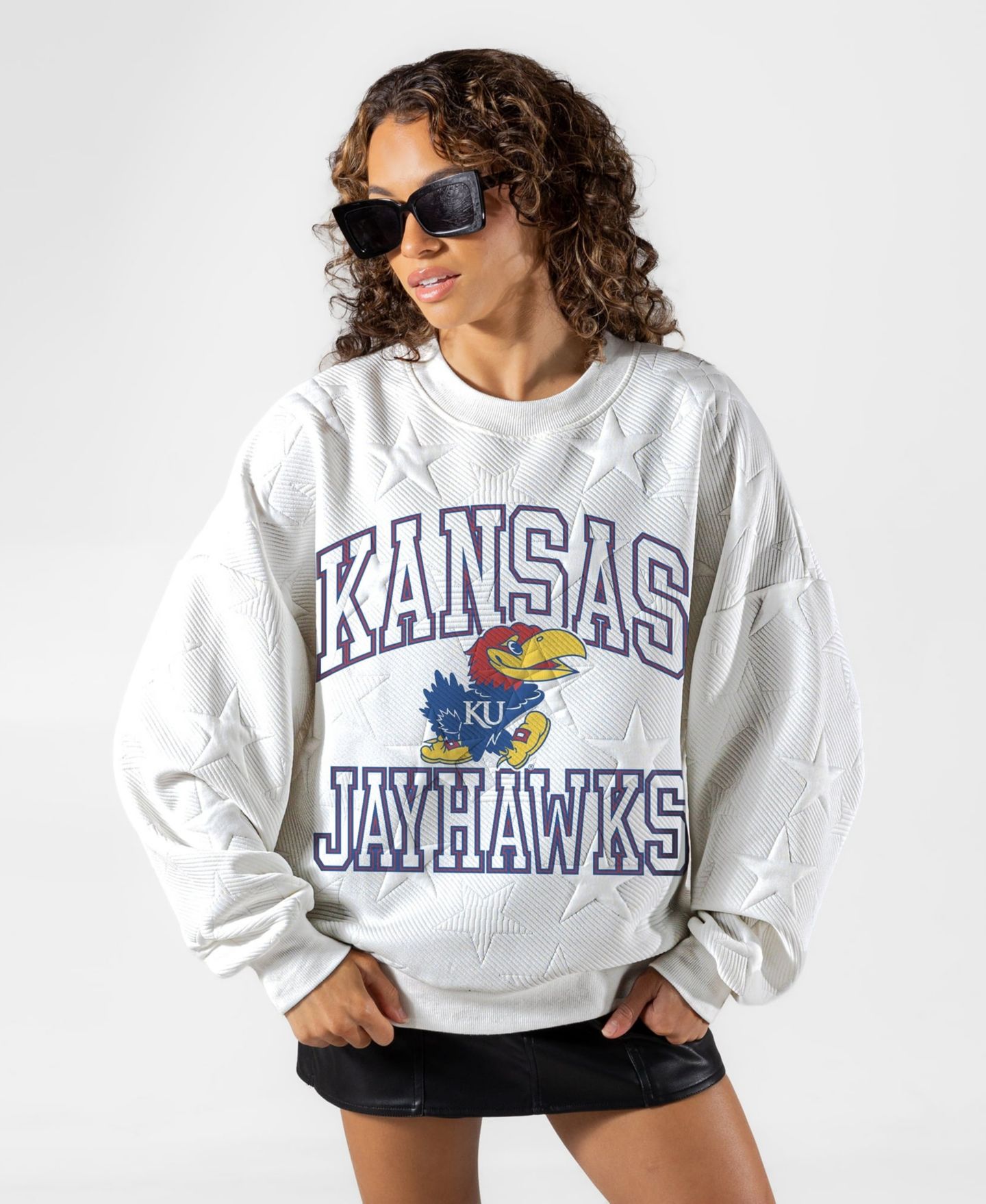 Женская толстовка Gameday Couture White Kansas Jayhawks Big Play Energy Tonal Star Embossed — фото 3