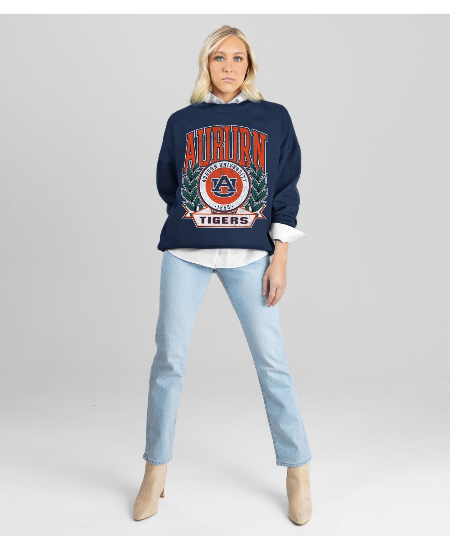 Женская толстовка Gameday Couture Navy Auburn Tigers Classic Archives Oversized Premium Fleece — фото 3