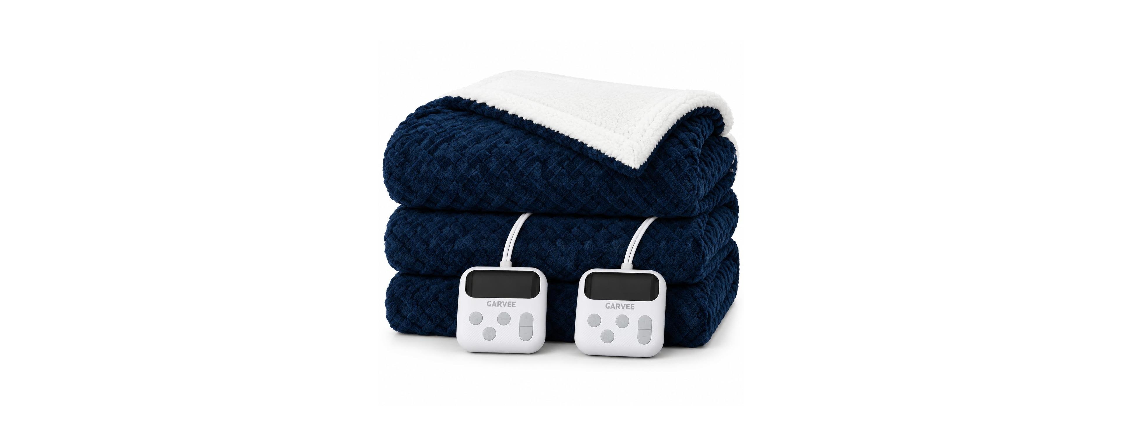 Maxsa 10 Heat Levels, 1-10H Auto-Off, Dual Lcd Controllers, Plaid Jacquard Fleece Queen Heated Blanket