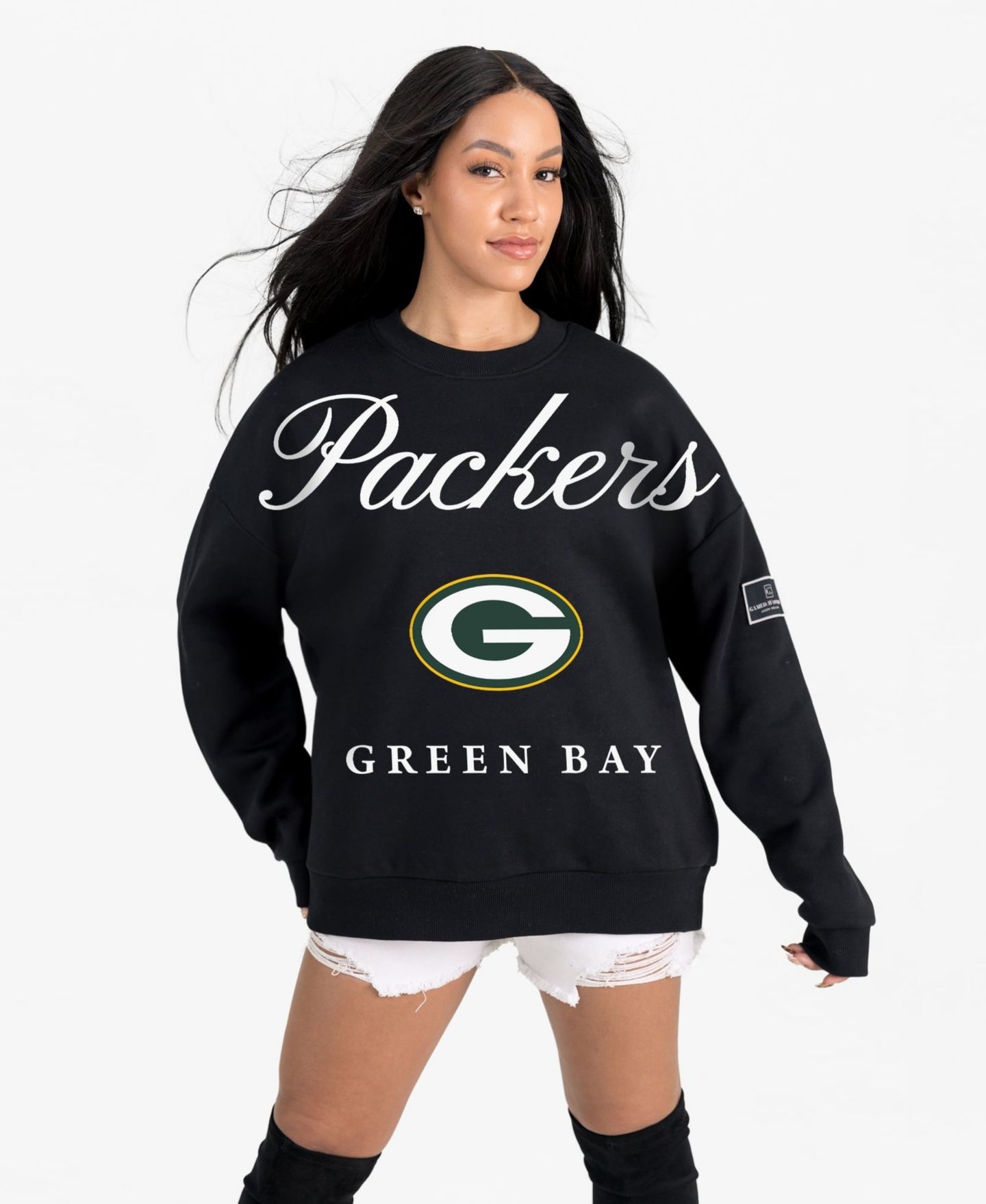 Женская толстовка Gameday Couture Black Green Bay Packers Legacy Club Premium Fleece Drop Shoulder Oversized — фото 5