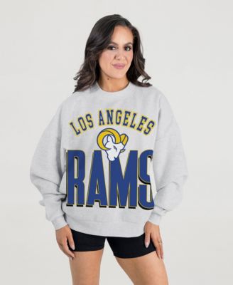 Women's Ash Los Angeles Rams Oversized Fierce Focus Premium Fleece Sweatshirt