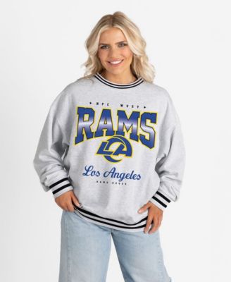 Women's Ash Los Angeles Rams Oversized Gridiron Drive Ringer Sweatshirt