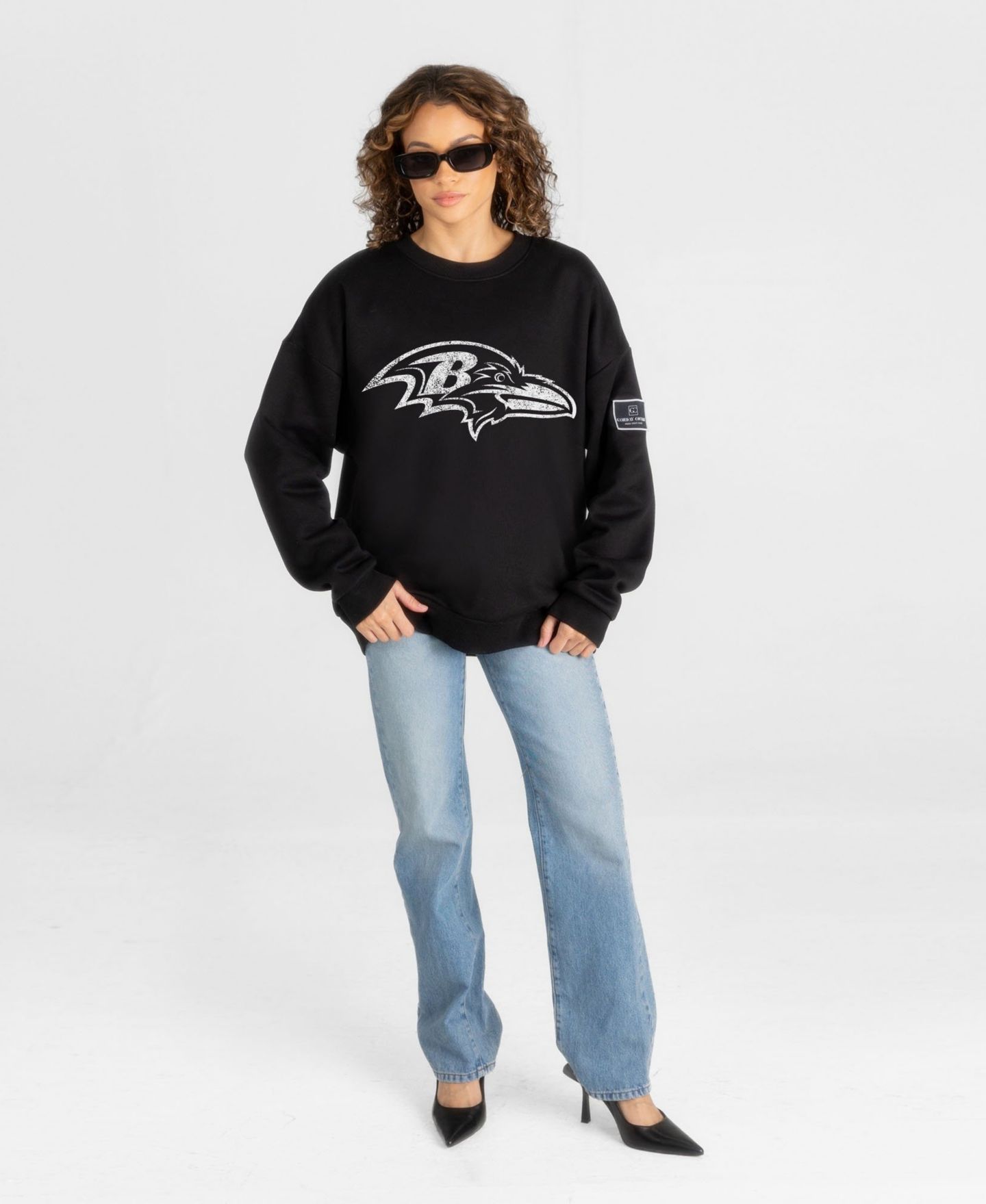Женская толстовка Gameday Couture Black Baltimore Ravens Bold Move Black Label Premium Drop Shoulder — фото 4