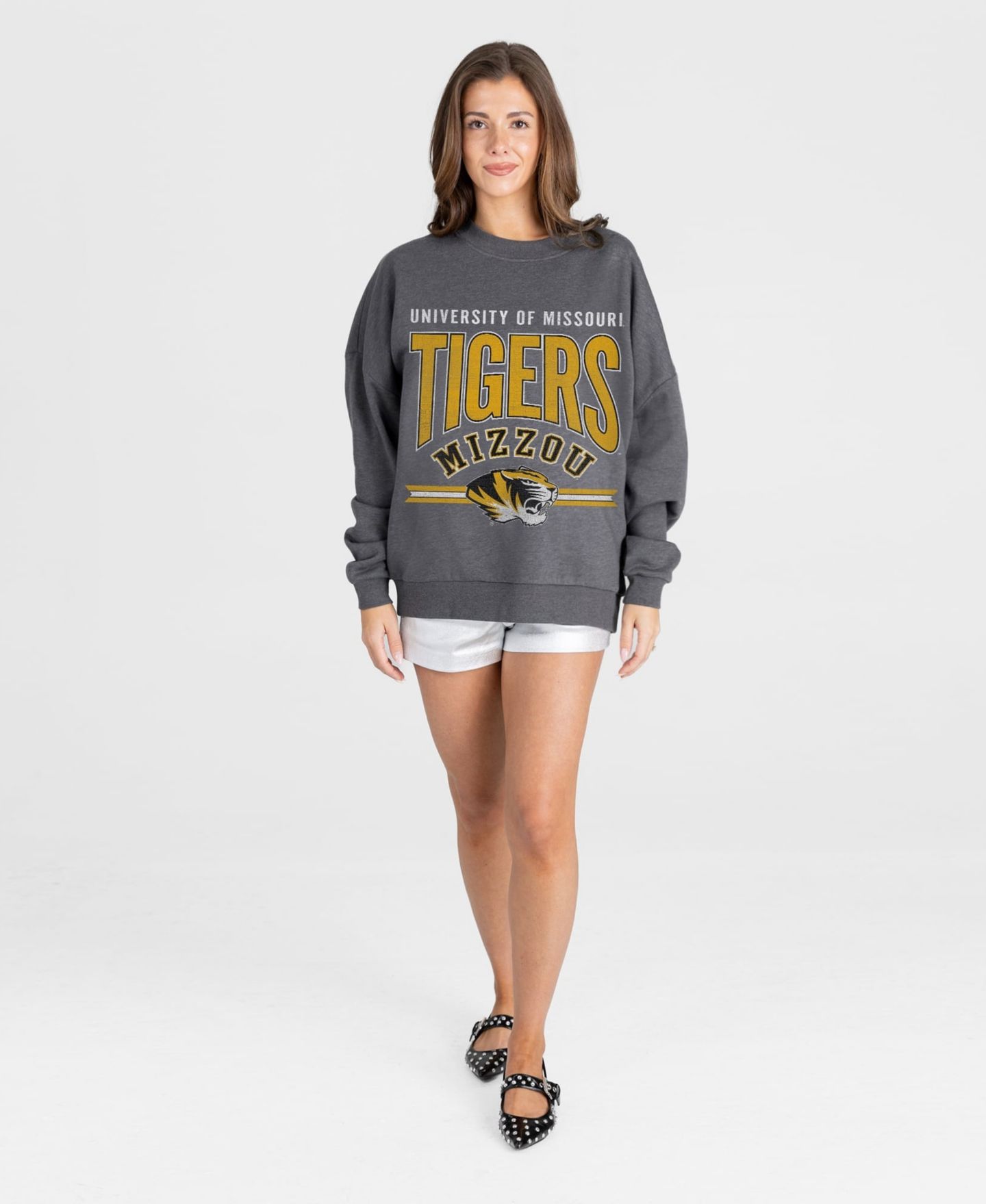 Женская толстовка Gameday Couture Charcoal Missouri Tigers Kickoff Classic Oversized Premium Drop Shoulder — фото 3