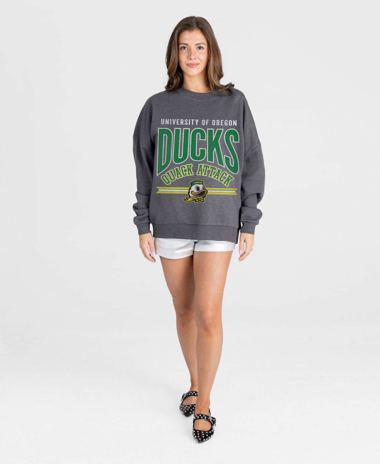 Женская толстовка Gameday Couture Charcoal Oregon Ducks Kickoff Classic Oversized Premium Drop Shoulder — фото 3