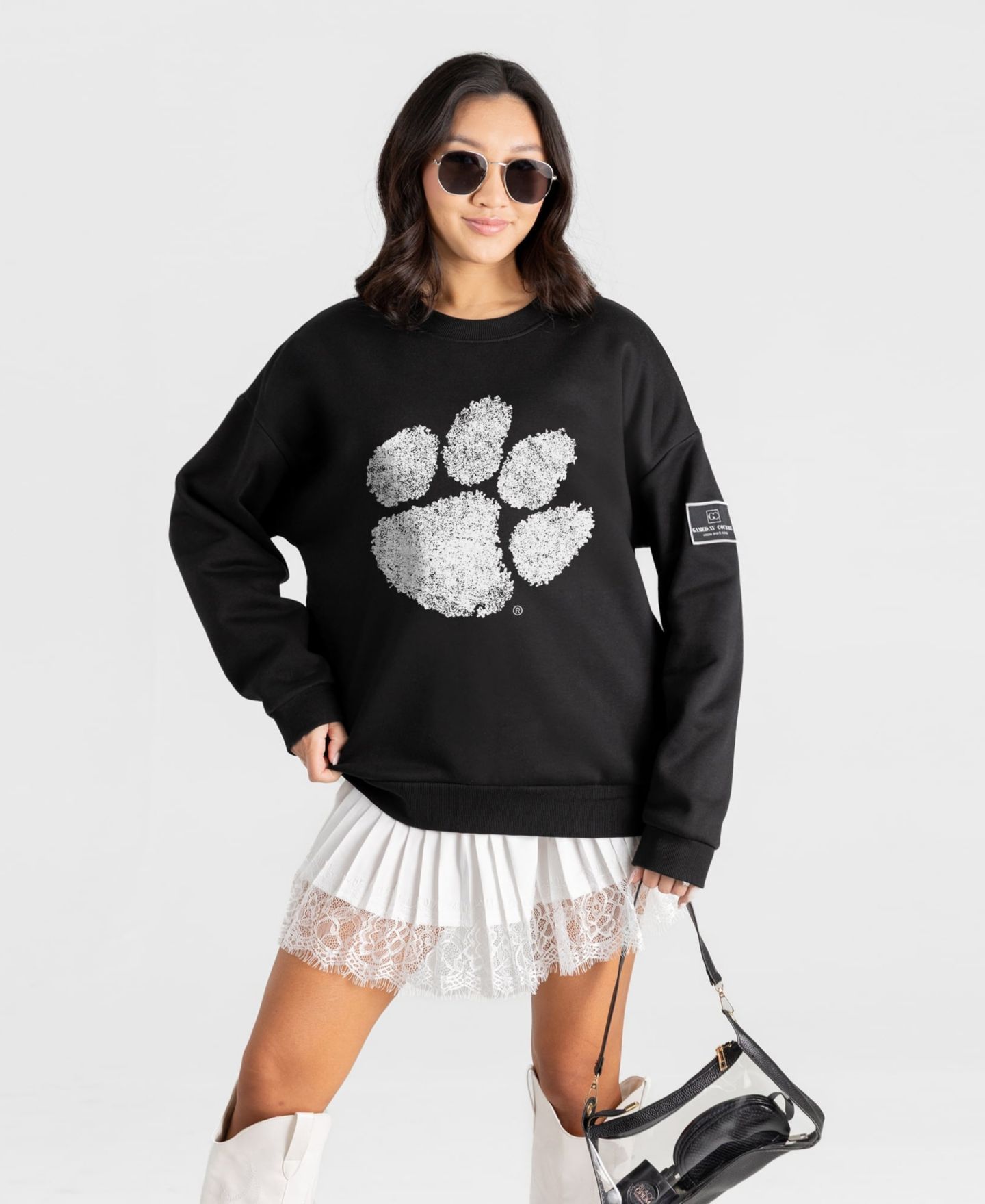 Женская толстовка Gameday Couture Black Clemson Tigers Bold Move Black Label Premium Drop Shoulder — фото 1