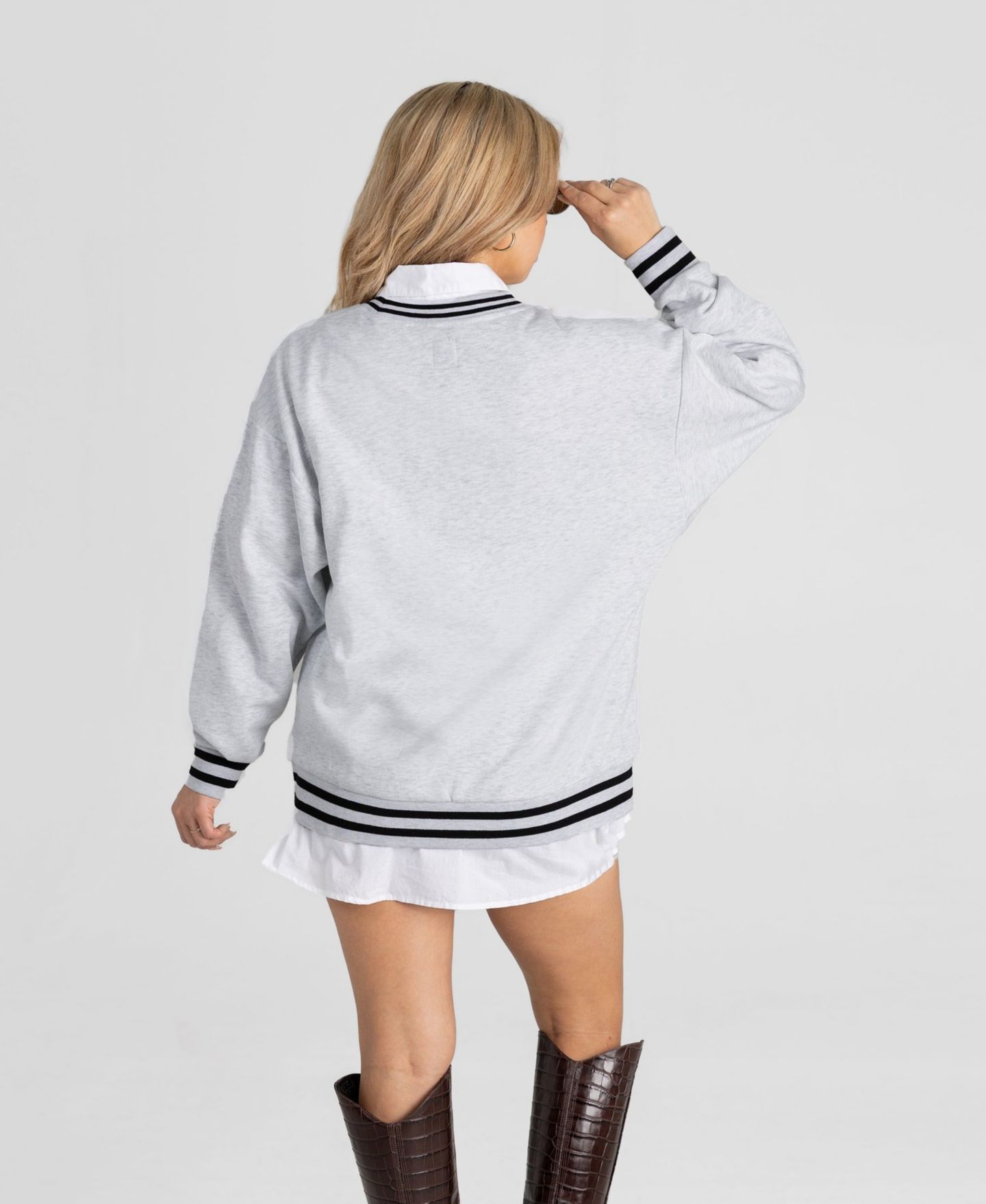 Женская толстовка Gameday Couture Ash Los Angeles Rams Oversized Easy Energy Ringer Stripe — фото 2
