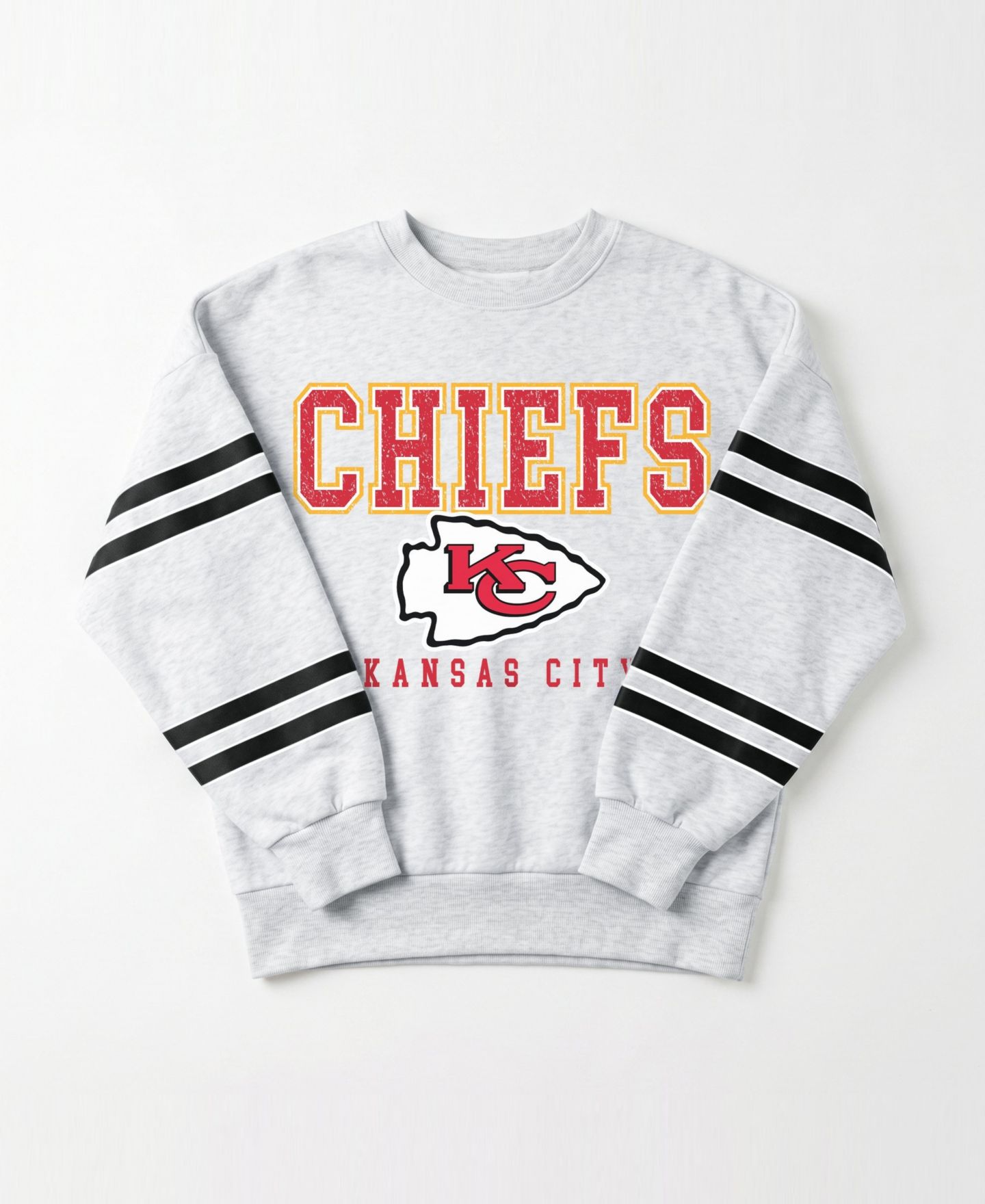 Женская толстовка Gameday Couture Ash Kansas City Chiefs Stadium Stripes Oversized Fleece — фото 6