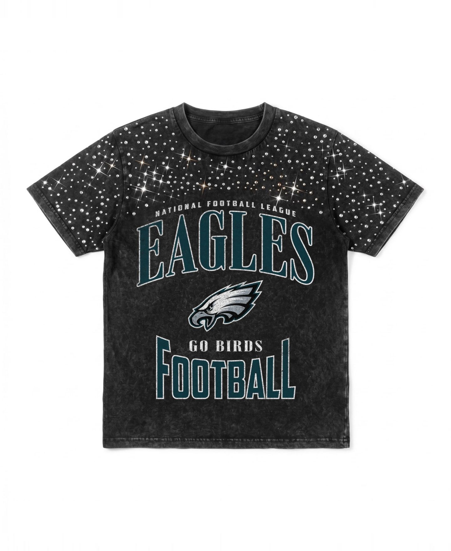 Женская футболка Gameday Couture Black Philadelphia Eagles In the Zone Washed Micro Rhinestone — фото 6