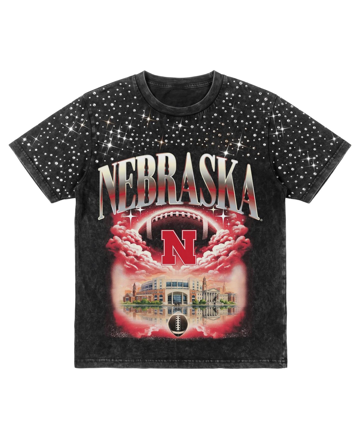 Женская футболка Gameday Couture Black Nebraska Huskers Dream Big Washed Micro Rhinestone — фото 6