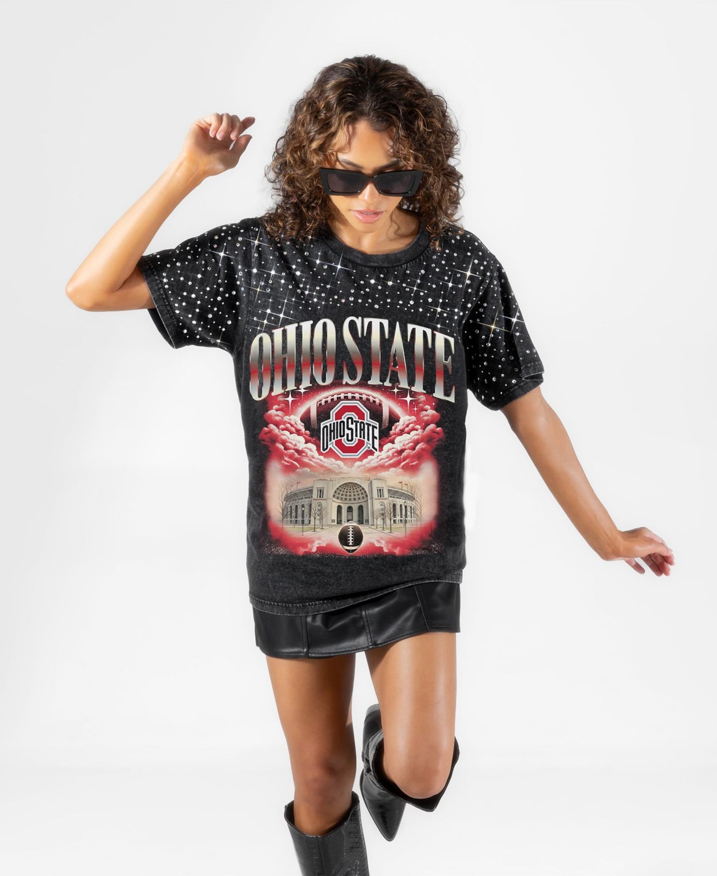 Женская футболка Gameday Couture Black Ohio State Buckeyes Dream Big Washed Micro Rhinestone — фото 4