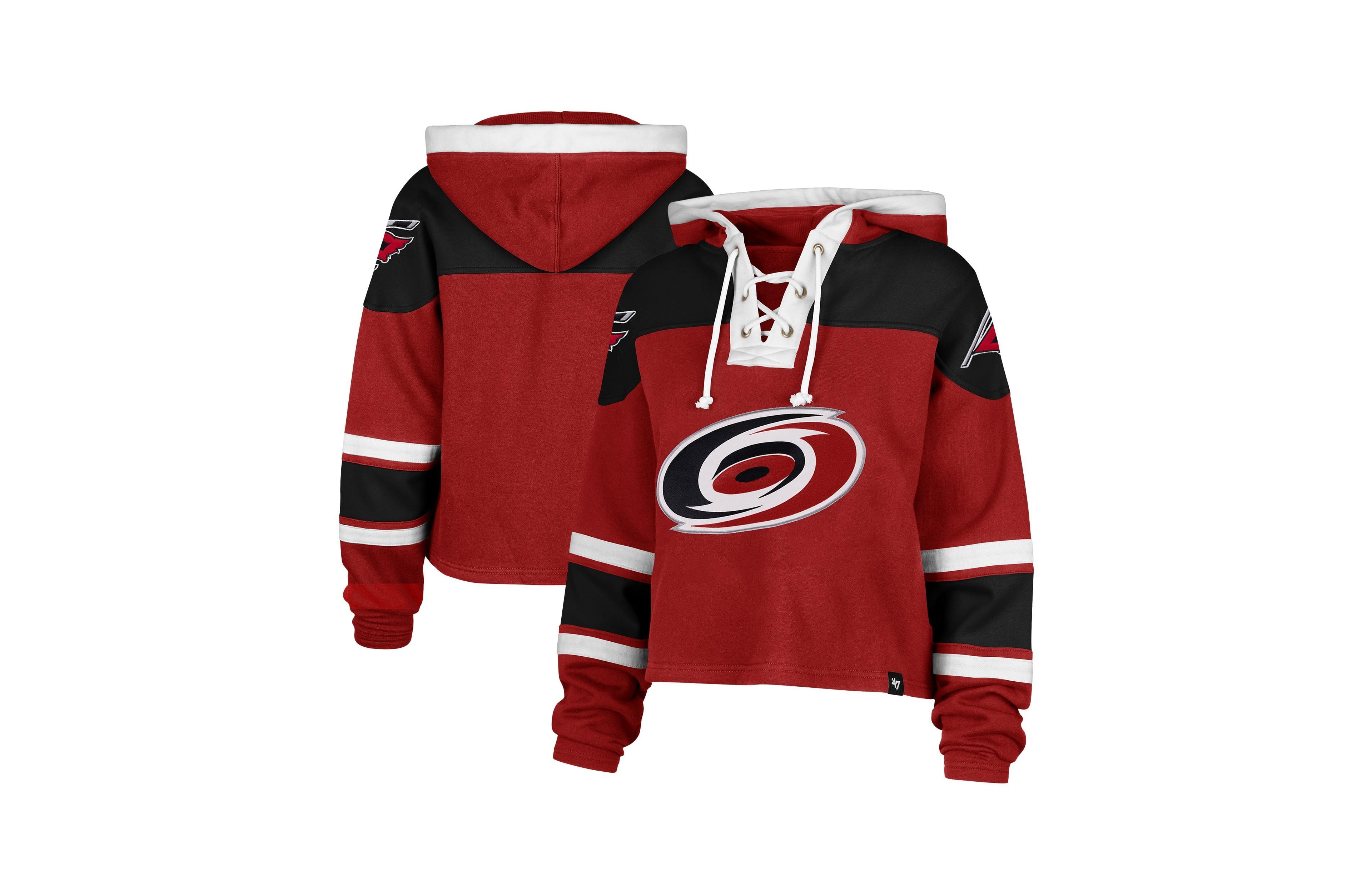 '47 Brand Women's Red Carolina Hurricanes Cropped Lacer Hoodie