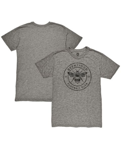 Мужская футболка 1863FC Heather Gray Brentford FC Mono Badge Vintage Tri-Blend