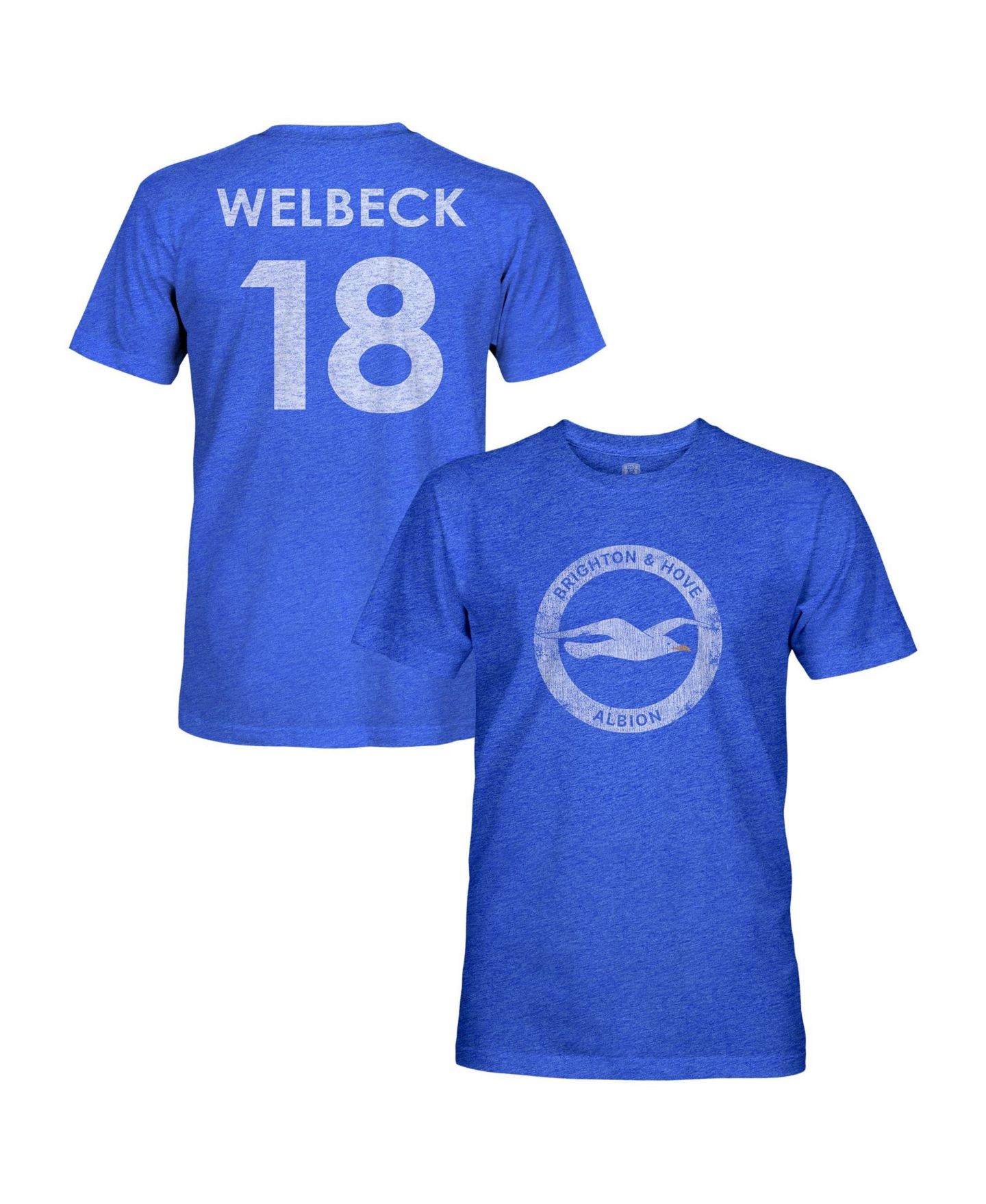 Мужская футболка 1863FC Danny Welbeck Blue Brighton and Hove Albion Player Name & Number Vintage Tri-Blend — фото 1
