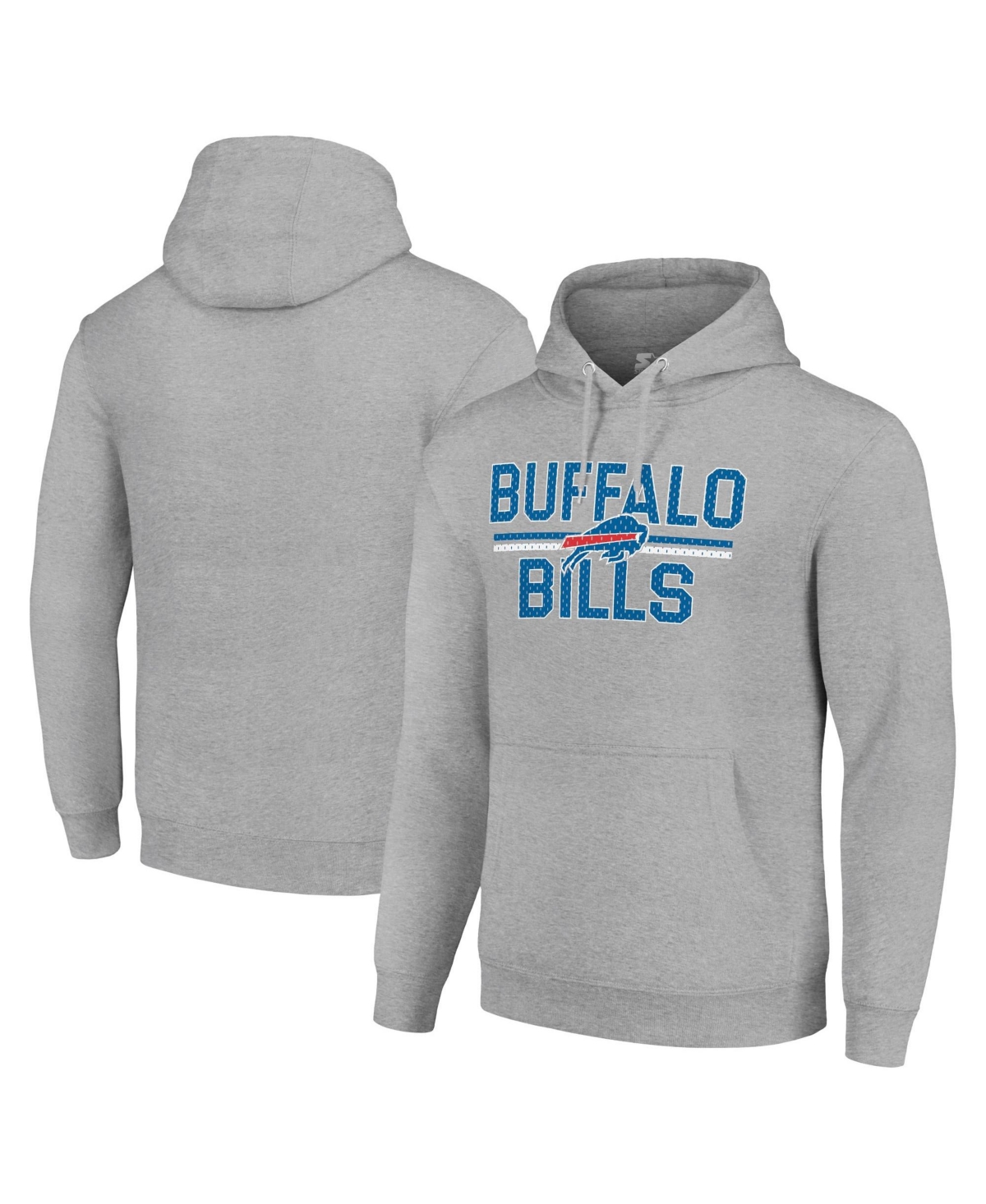 Starter Men's and Women's Heather Gray Buffalo Bills Team Mesh Print Graphic Tri-Blend Pullover Hoodie - Heather Gray
