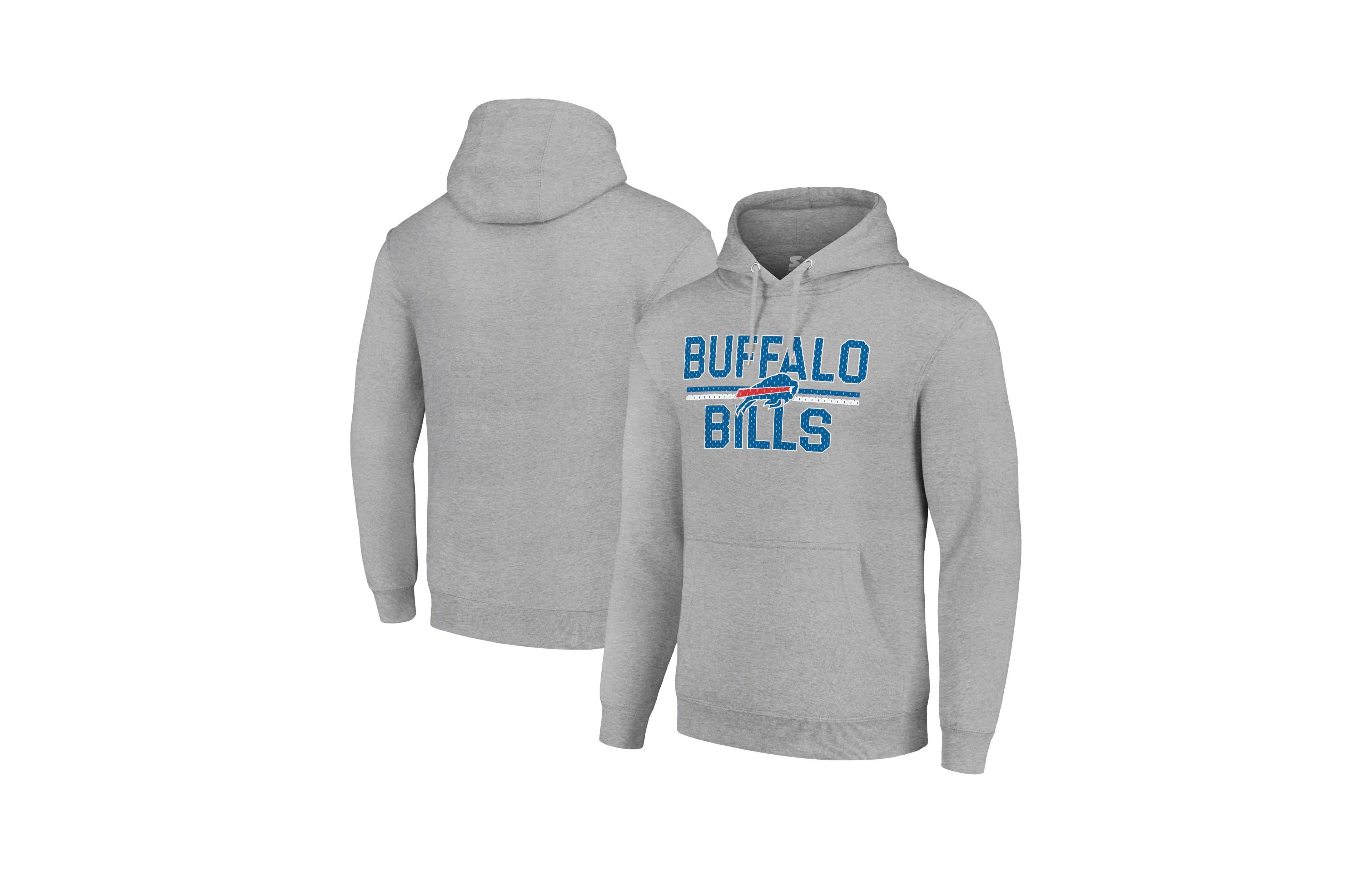 Starter Men's and Women's Heather Gray Buffalo Bills Team Mesh Print Graphic Tri-Blend Pullover Hoodie