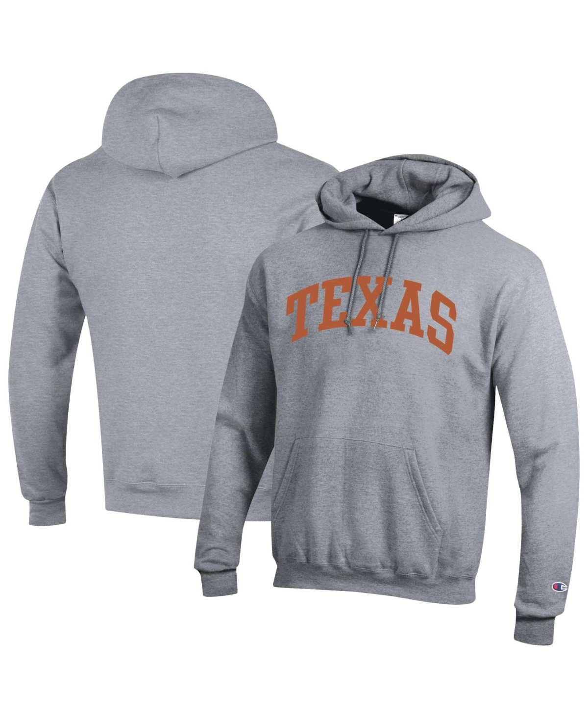 Champion Men's Heather Gray Texas Longhorns Basic Arch Fleece Pullover Hoodie - Heather Gray