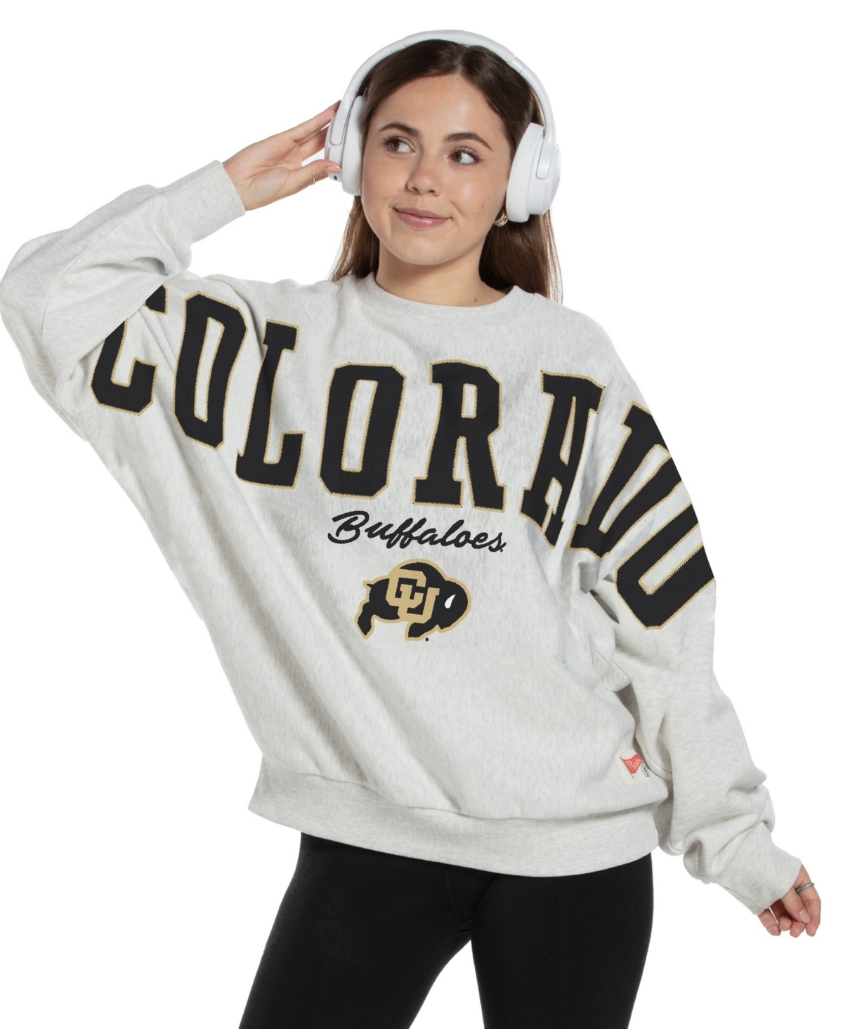 Pressbox Women's Heather Gray Colorado Buffaloes Flannigan Oversized Fleece Sweatshirt - Heather Gray