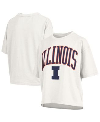 Women's White Illinois Fighting Illini Oversized Nelson Arch Over Logo Slub T-Shirt