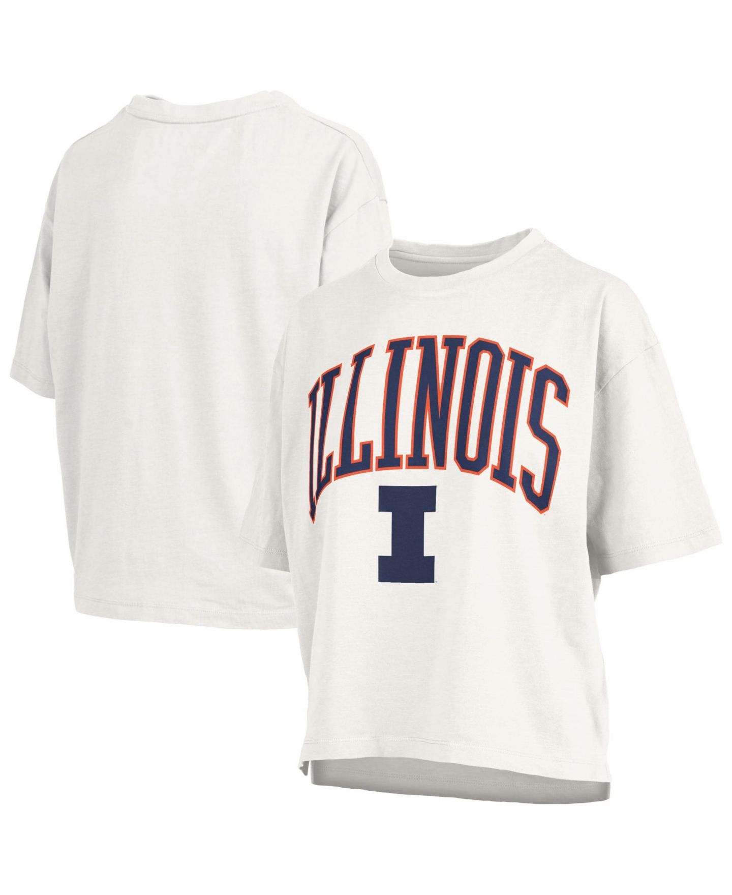 Женская футболка Pressbox White Illinois Fighting Illini Oversized Nelson Arch Over Logo Slub — фото 1
