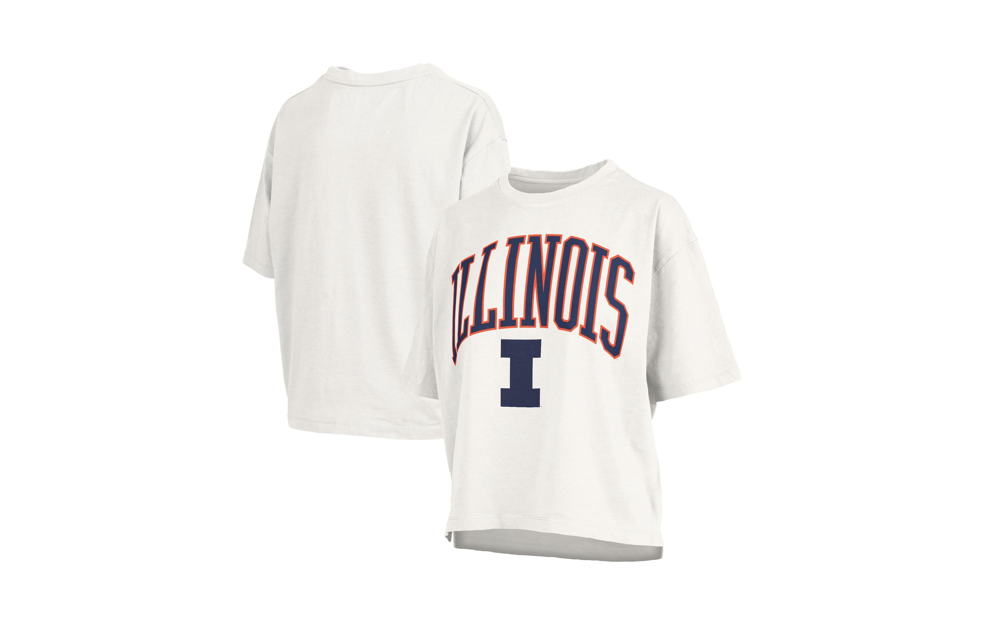 Pressbox Women's White Illinois Fighting Illini Oversized Nelson Arch Over Logo Slub T-Shirt