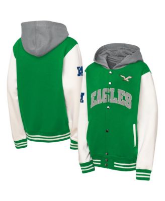 Big Boys' and Girls' Kelly Green Philadelphia Eagles Court Side Fleece Full Snap Jacket