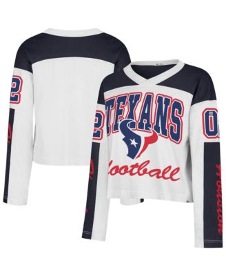 Women's White Houston Texans Exclamation Metro V-Neck Long-Sleeve Jersey
