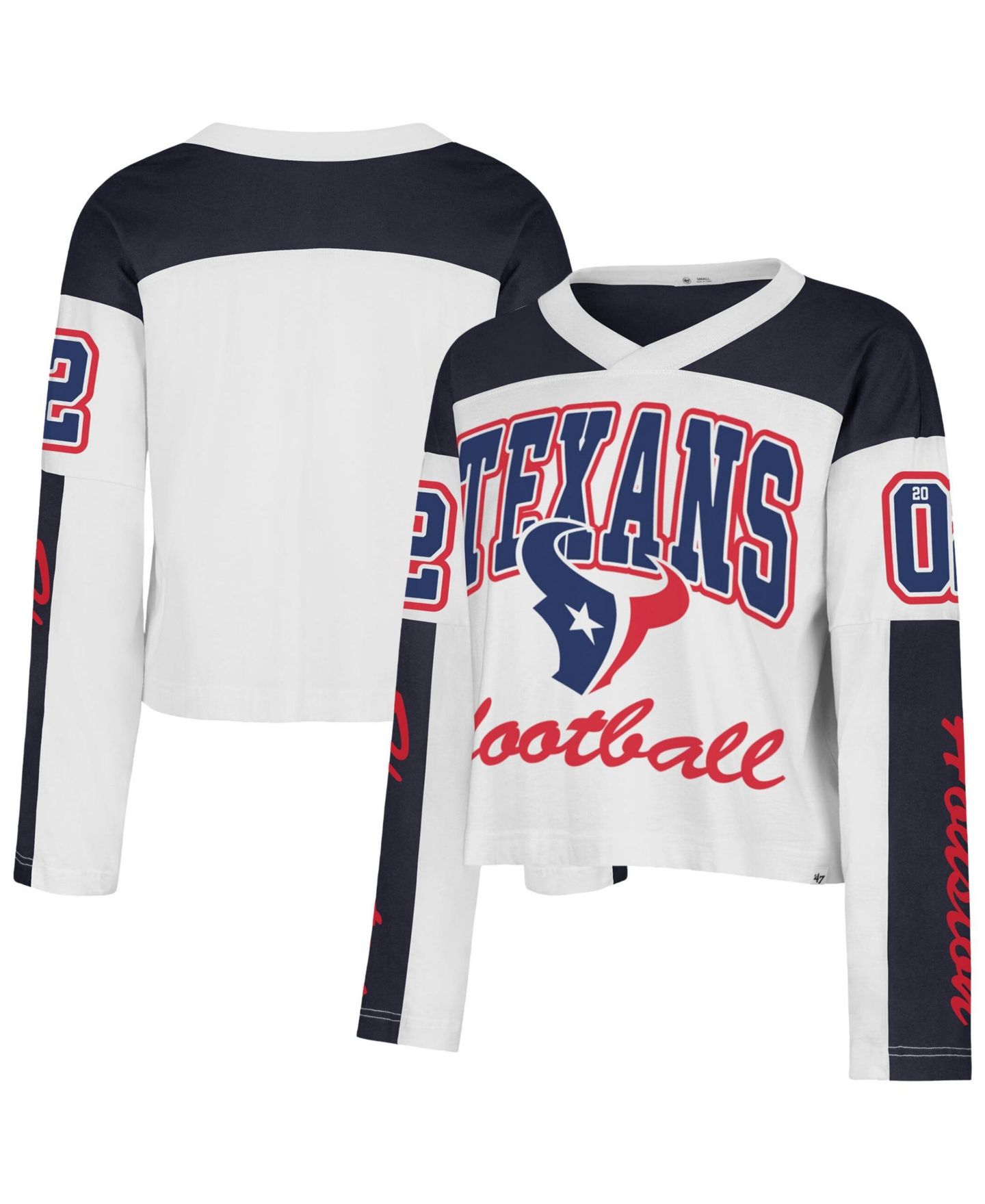 Женский топ '47 Brand White Houston Texans Exclamation Metro V-Neck Long-Sleeve Jersey — фото 1