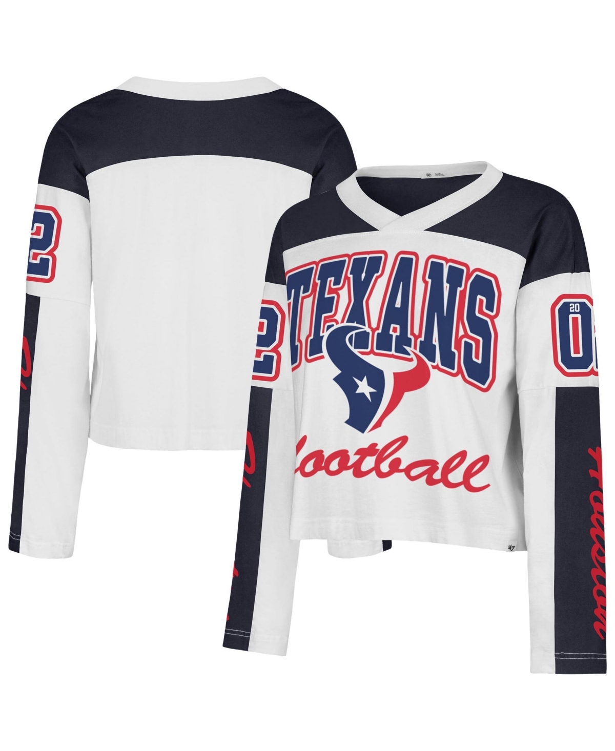 '47 Brand Women's White Houston Texans Exclamation Metro V-Neck Long-Sleeve Jersey - White