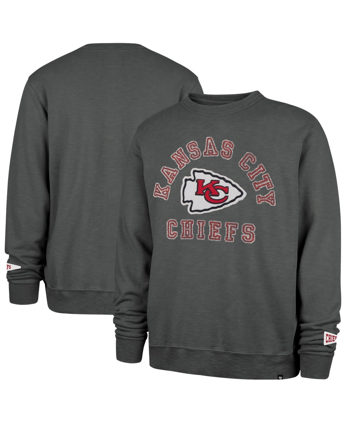 '47 Brand Men's Charcoal Kansas City Chiefs Calderwood Well Worn French Terry Sweatshirt - Charcoal