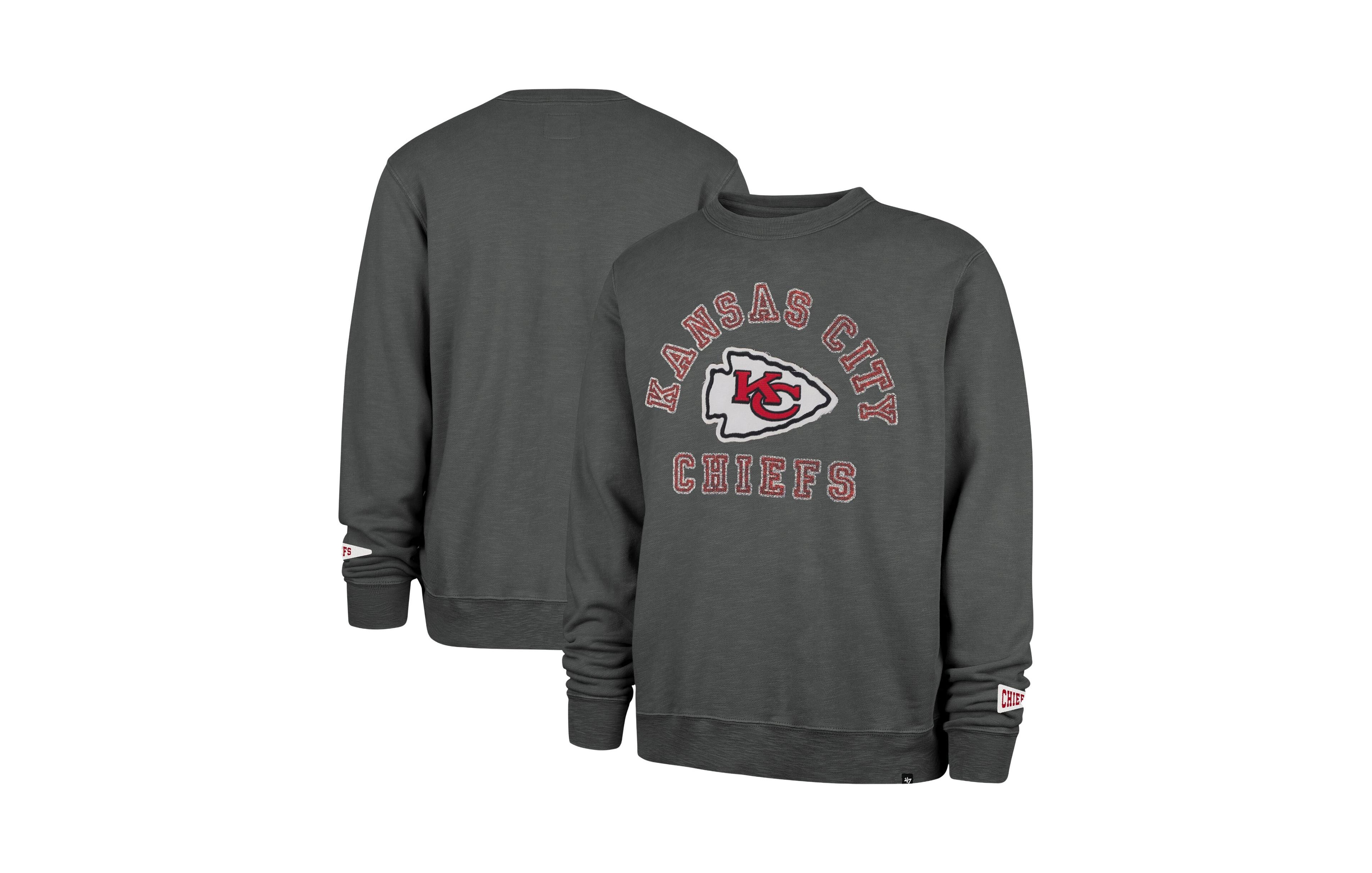 '47 Brand Men's Charcoal Kansas City Chiefs Calderwood Well Worn French Terry Sweatshirt