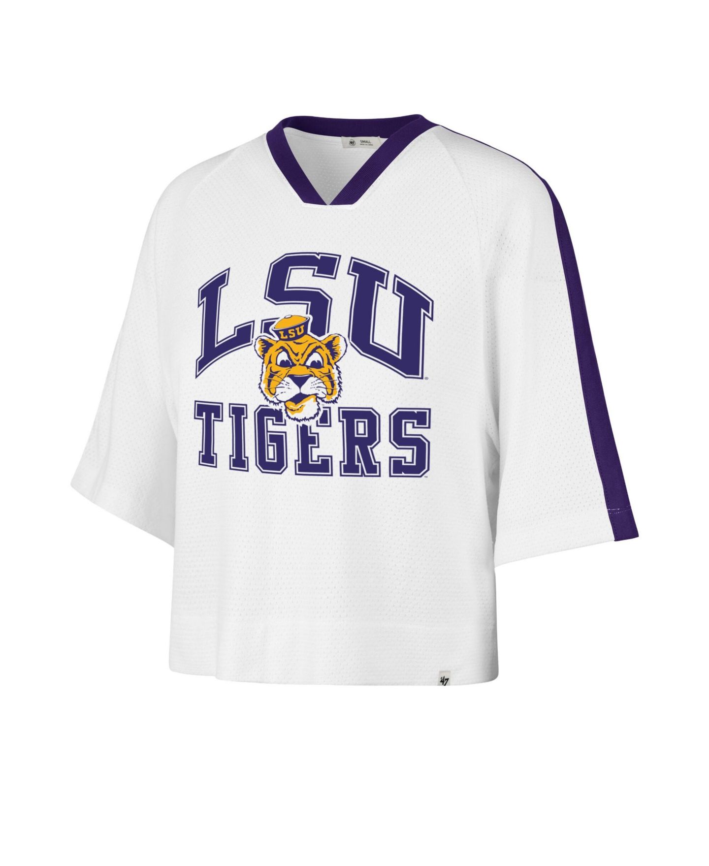 Женская футболка '47 Brand White LSU Tigers Big Overarch Drop Needle Raglan V-Neck — фото 2