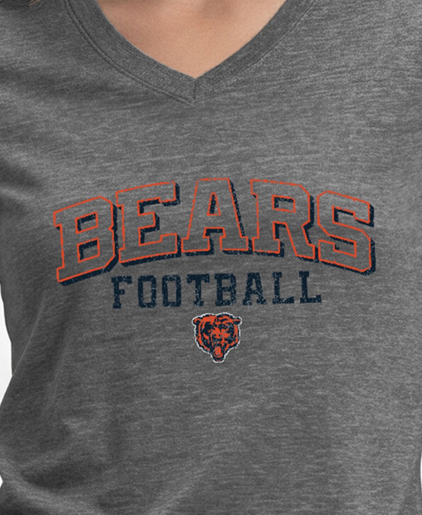 Женская футболка Champion Gray Chicago Bears Triumph Tri-Blend V-Neck — фото 5