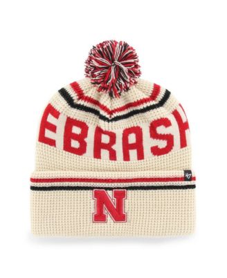Men's and Women's Cream Nebraska Huskers Quattrle Waffle Cuffed Knit Pom Hat